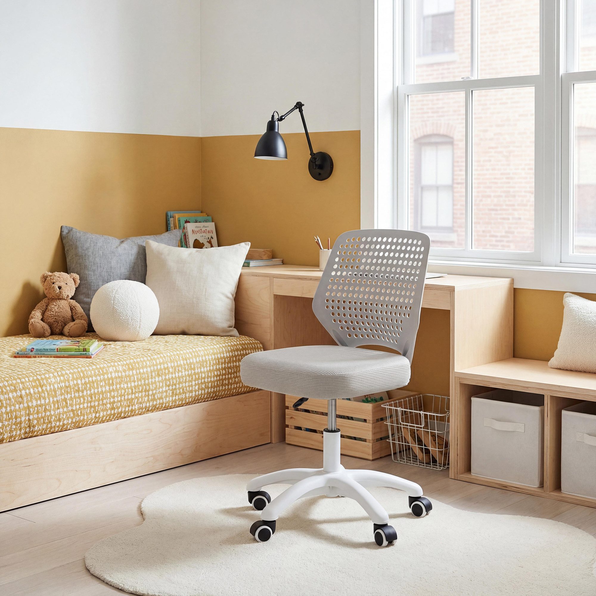 roba® Schreibtischstuhl Smart Grow Basic - Bürostuhl Kinder - Ergonomischer Drehstuhl (Stufenlos Höhenverstellbar), stabiles Gestell aus Metall - ab 3 Jahren - ideal für Schulkinder