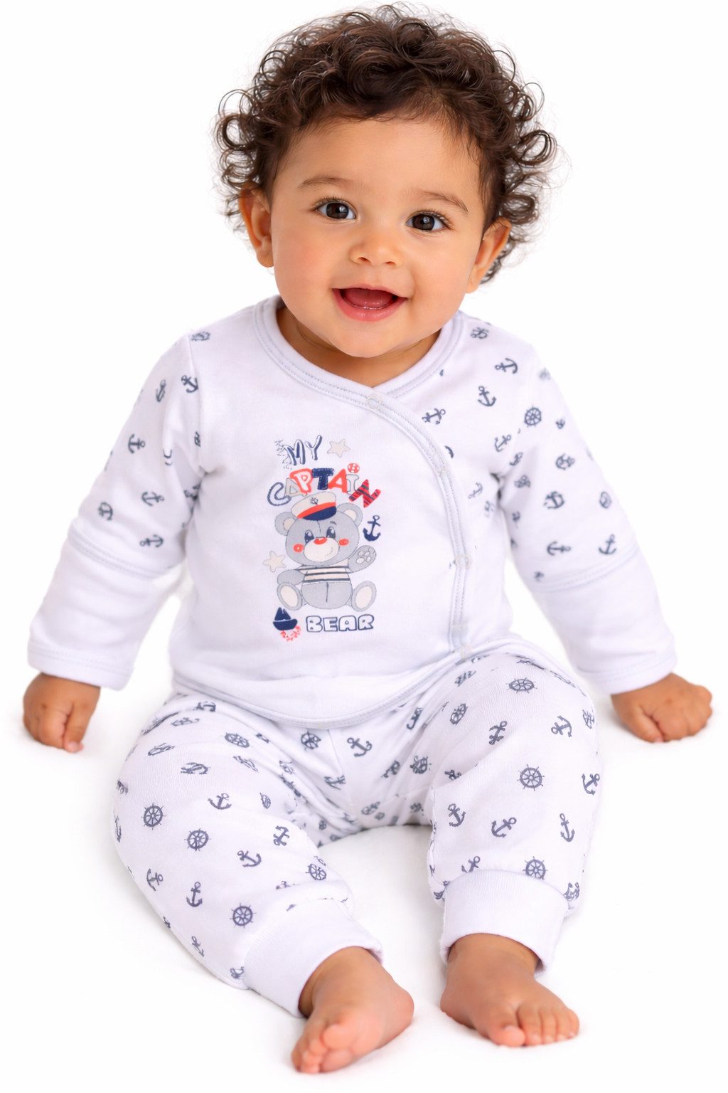 Body & Hose Baby Anzug in Weiß Wickelbody mit Kratzschutz und Schlupfhose