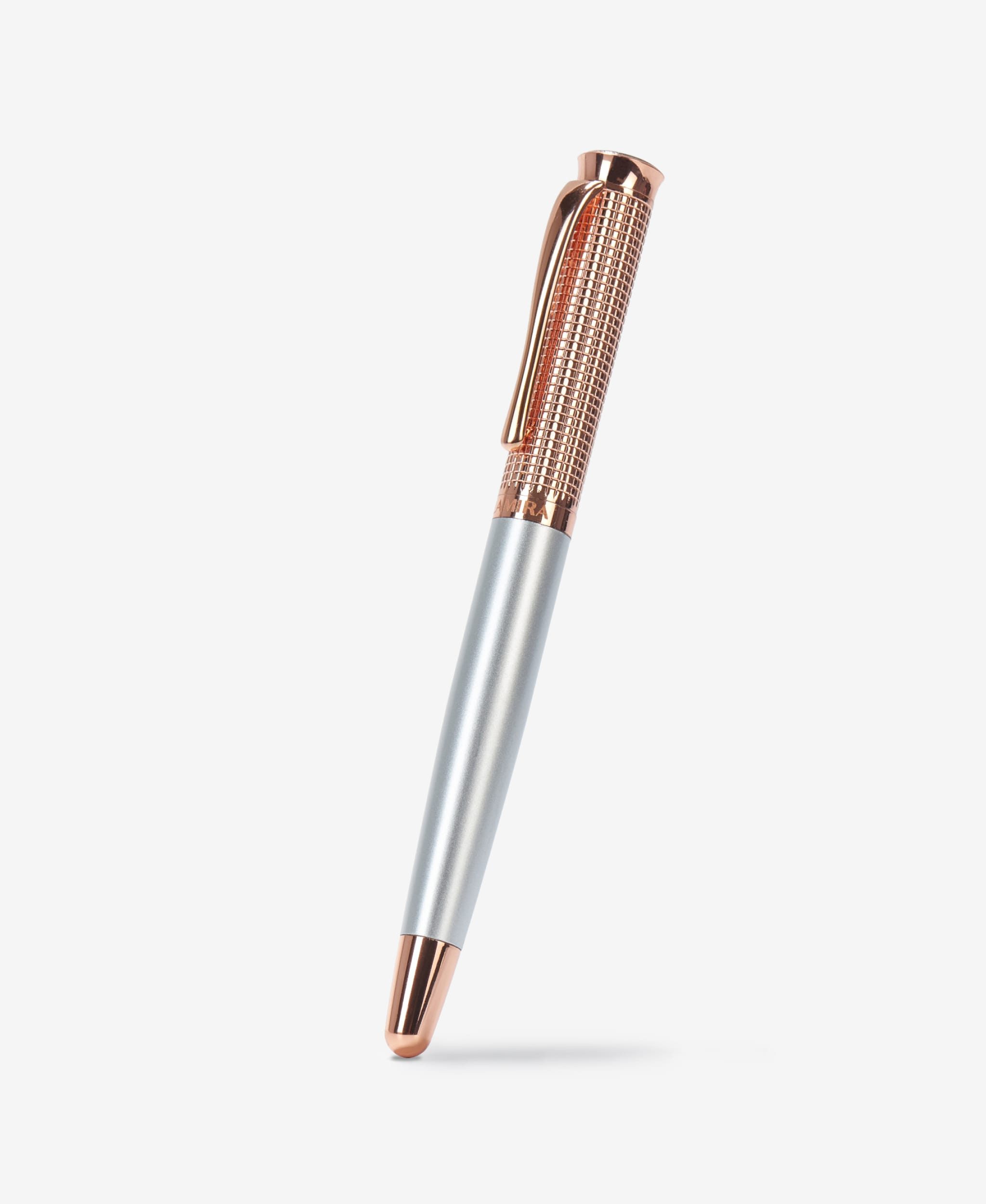 GLAMIRA Tintenroller Metall-Tintenroller - Silber mit Roségold, (1-tlg), robuste Hülle aus Stahl, Kappe aus hochwertigem Kupfer