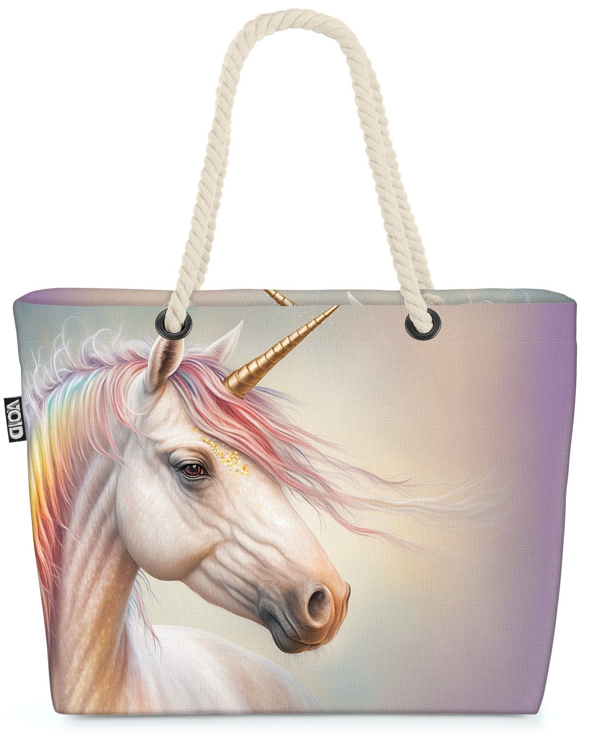 Sp Regenbogen VOID Strandtasche Einhorn Rosa Prinzessin Einhorn Pferd (1-tlg), Regenbogen Blumen