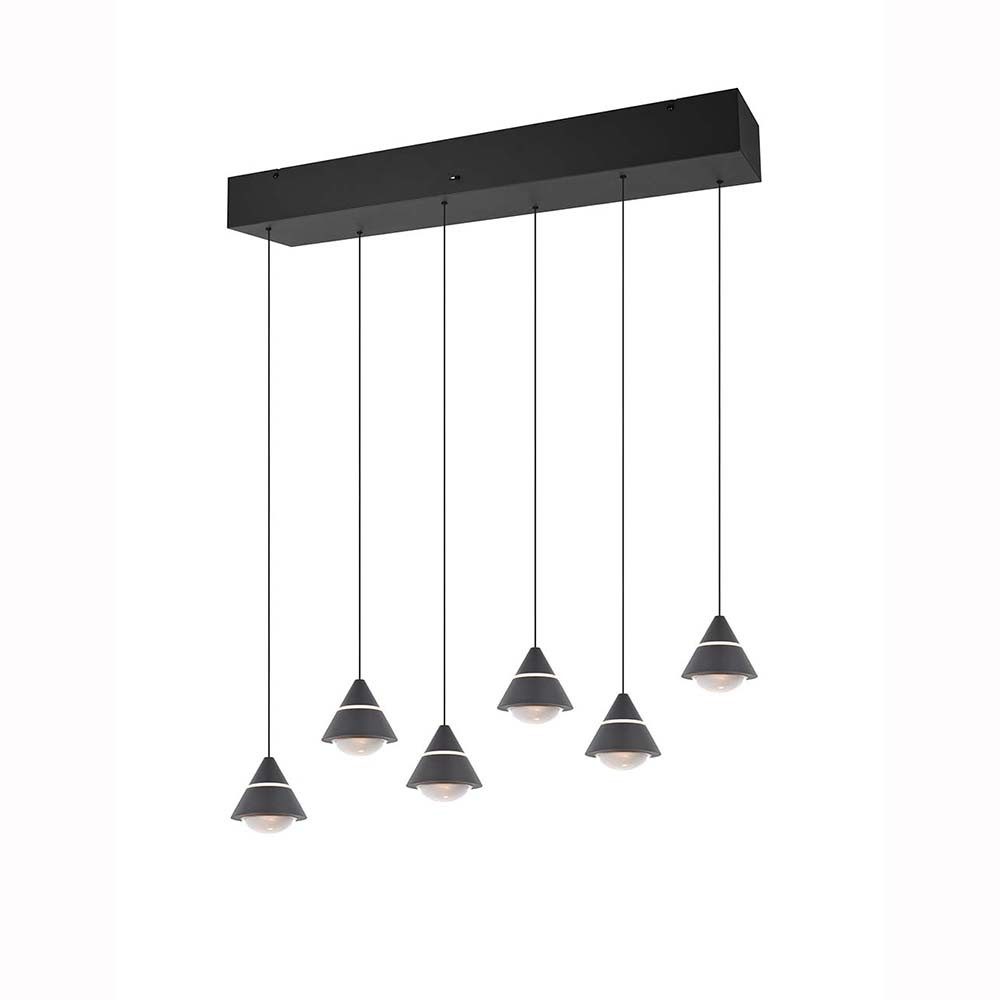TRIO Leuchten LED-Hängeleuchte, LED-Leuchtmittel fest verbaut, Kaltweiß, Warmweiß, Neutralweiß, Tageslichtweiß, Pendelleuchte Hängeleuchte Deckenleuchte schwarz matt Farbwechsel H