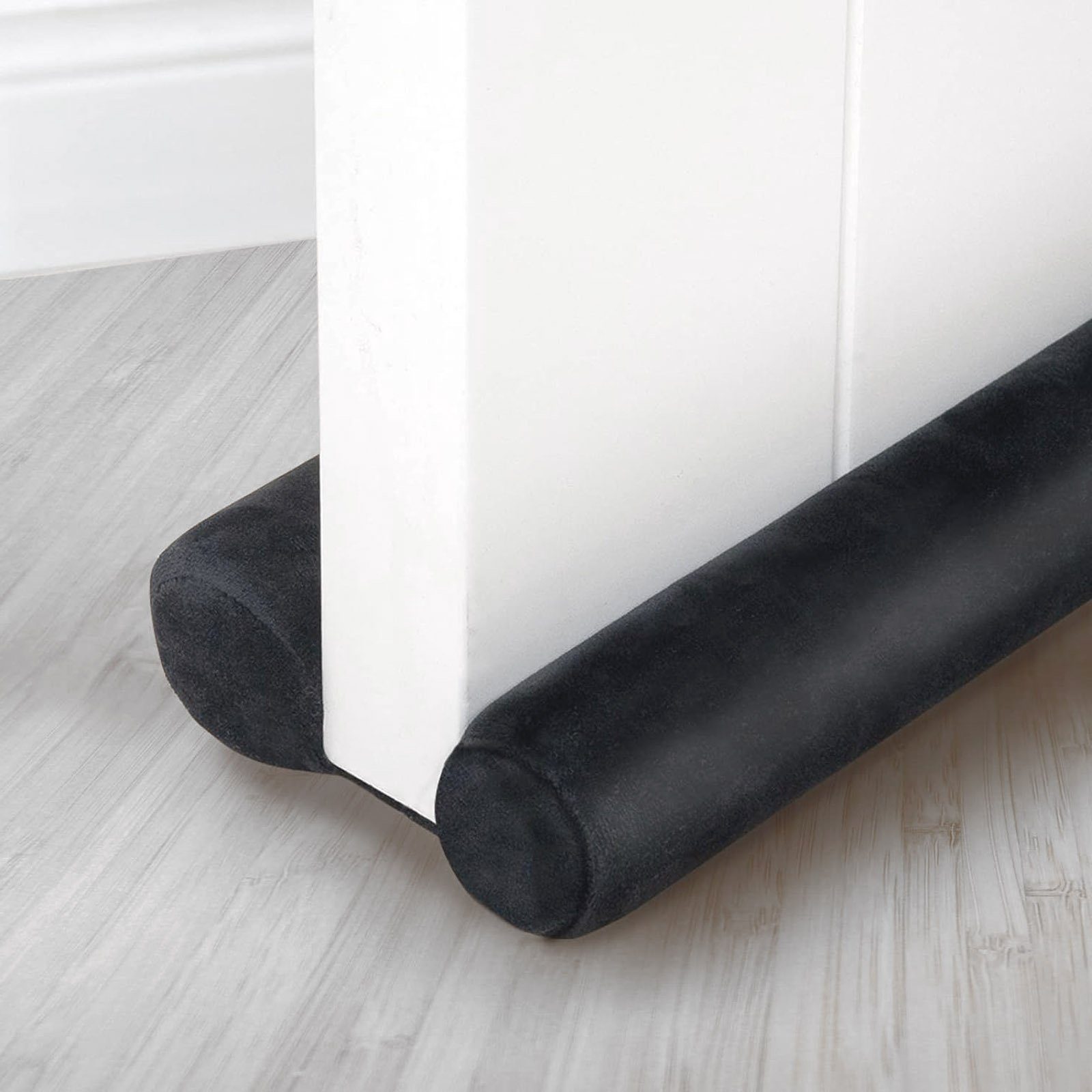 VOSSBACH Zugluftstopper Tür Windstopper Türdichtung Türisolierung Dichtung Isolierung, 2-tlg., Mikrofaser Schwarz mit Doppeldichtung – Bild 5 von 5