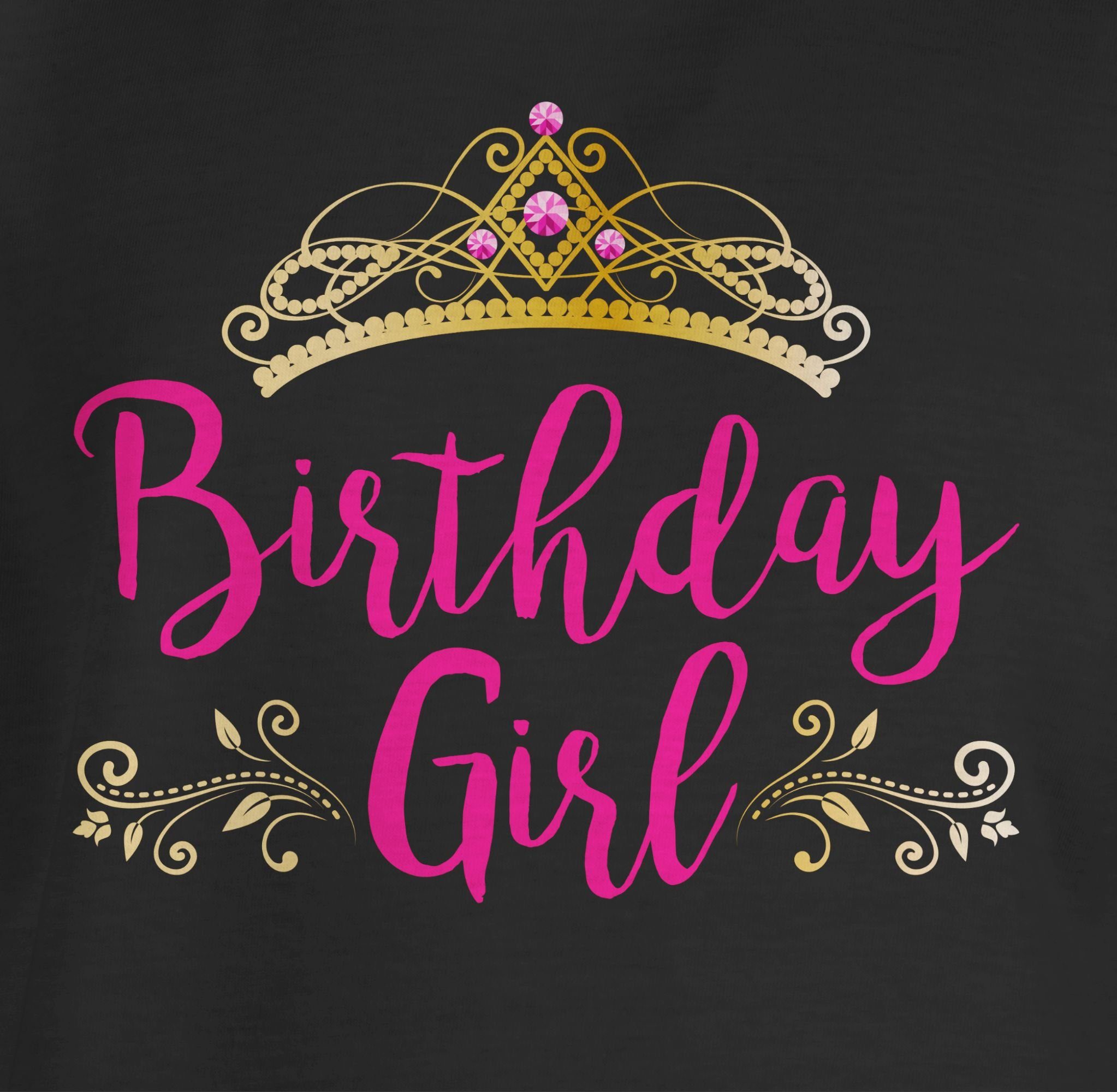 Birthday Shirtracer Krone Girl Kinder T-Shirt Geschenk Geburtstag Schwarz 2