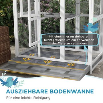 PawHut Vogelkäfig Wellensittichkäfig mit 4 Sitzstangen, Wasserabweisendes Vogelbauer, Vogelhaus für Kanarien