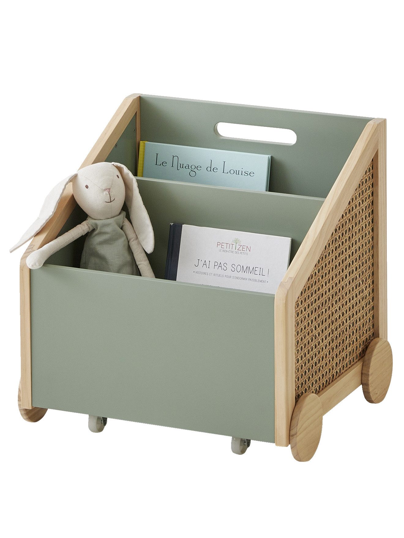 vertbaudet Bücherregal Kinder Bücherregal mit Rollen, Rattan POESIE günstig online kaufen