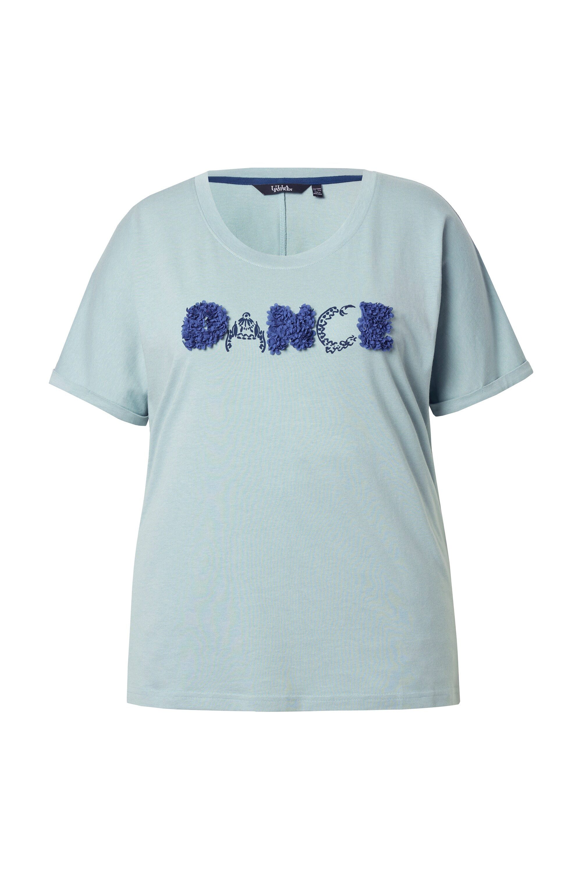 Ulla Popken T-Shirt T-Shirt Schriftmotiv Oversized Rundhals Halbarm günstig online kaufen