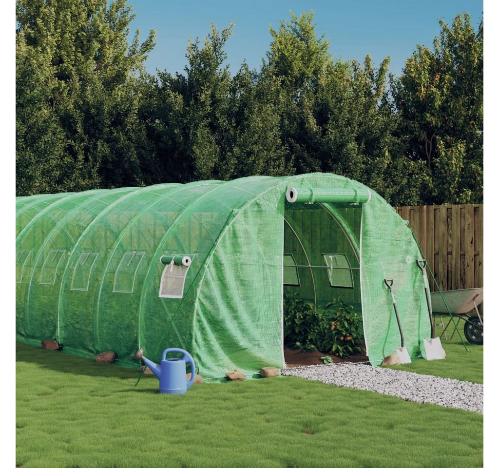 Thumbnail - vidaXL Gewächshaus, Treibhaus mit Stahlrahmen Grün 42 m² 14x3x2 m