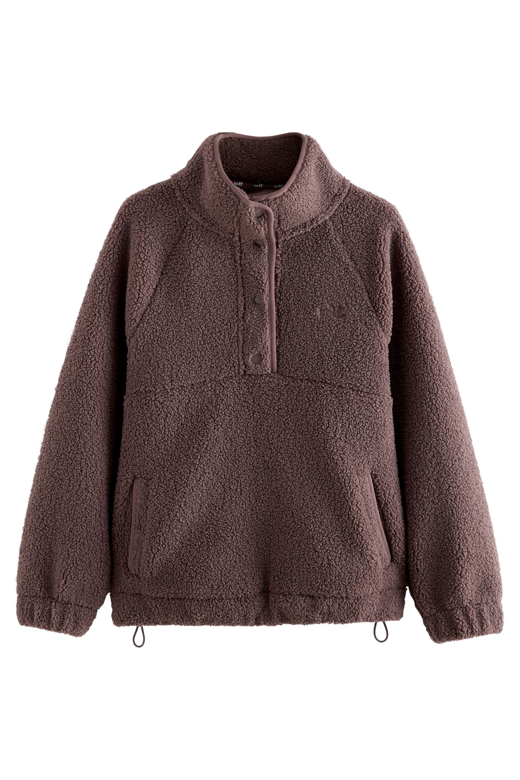 Fleecejacke Self. Borg-Pullover mit Druckknopfausschnitt
