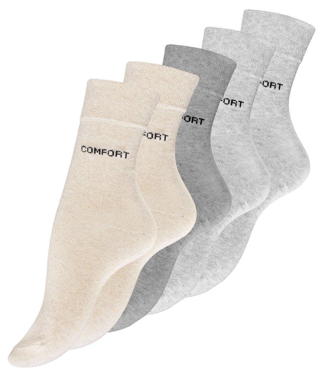 Cotton Prime® Gummibund angenehmer ohne (10-Paar) Socken Baumwollqualität in