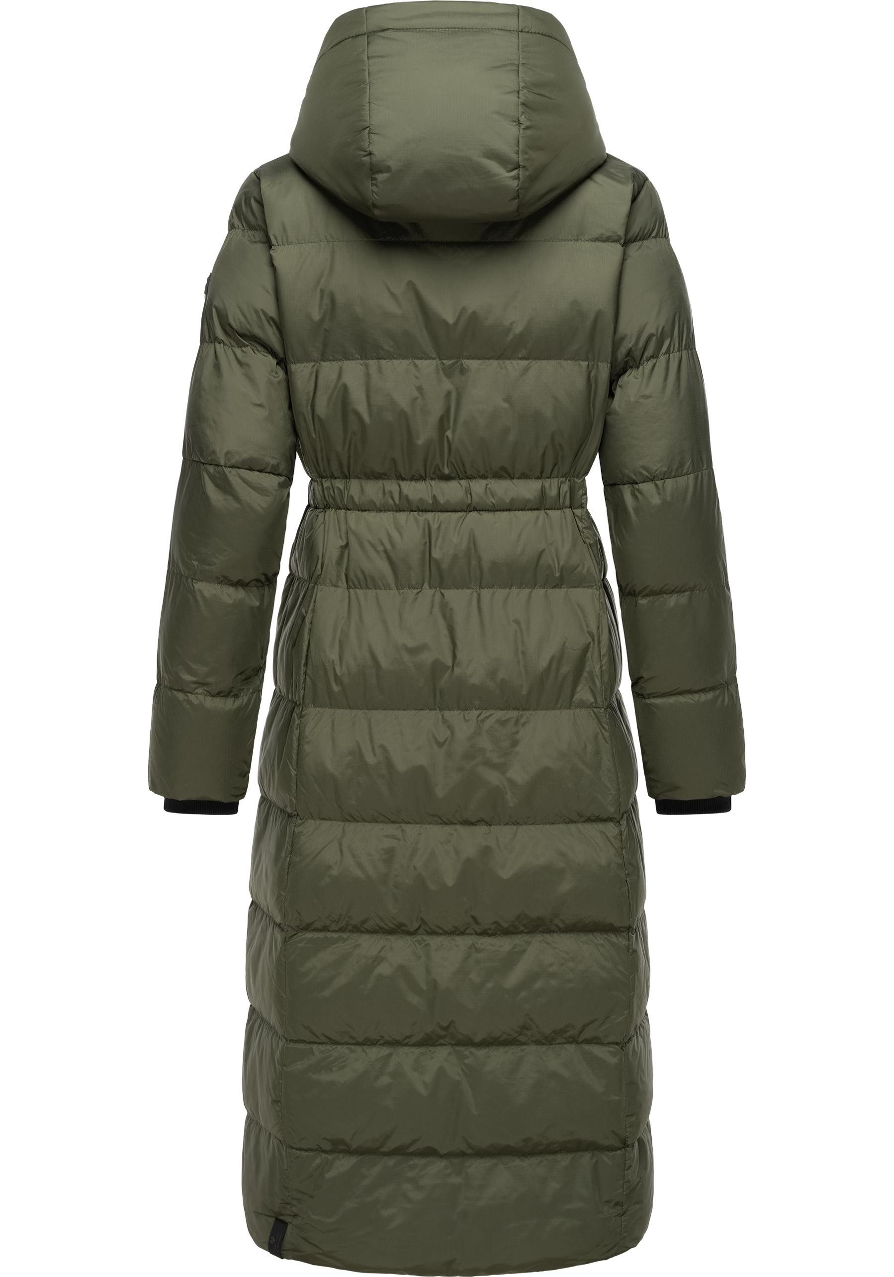 Ragwear Steppmantel Niara Long Gesteppter langer Damen Mantel mit Bindeband