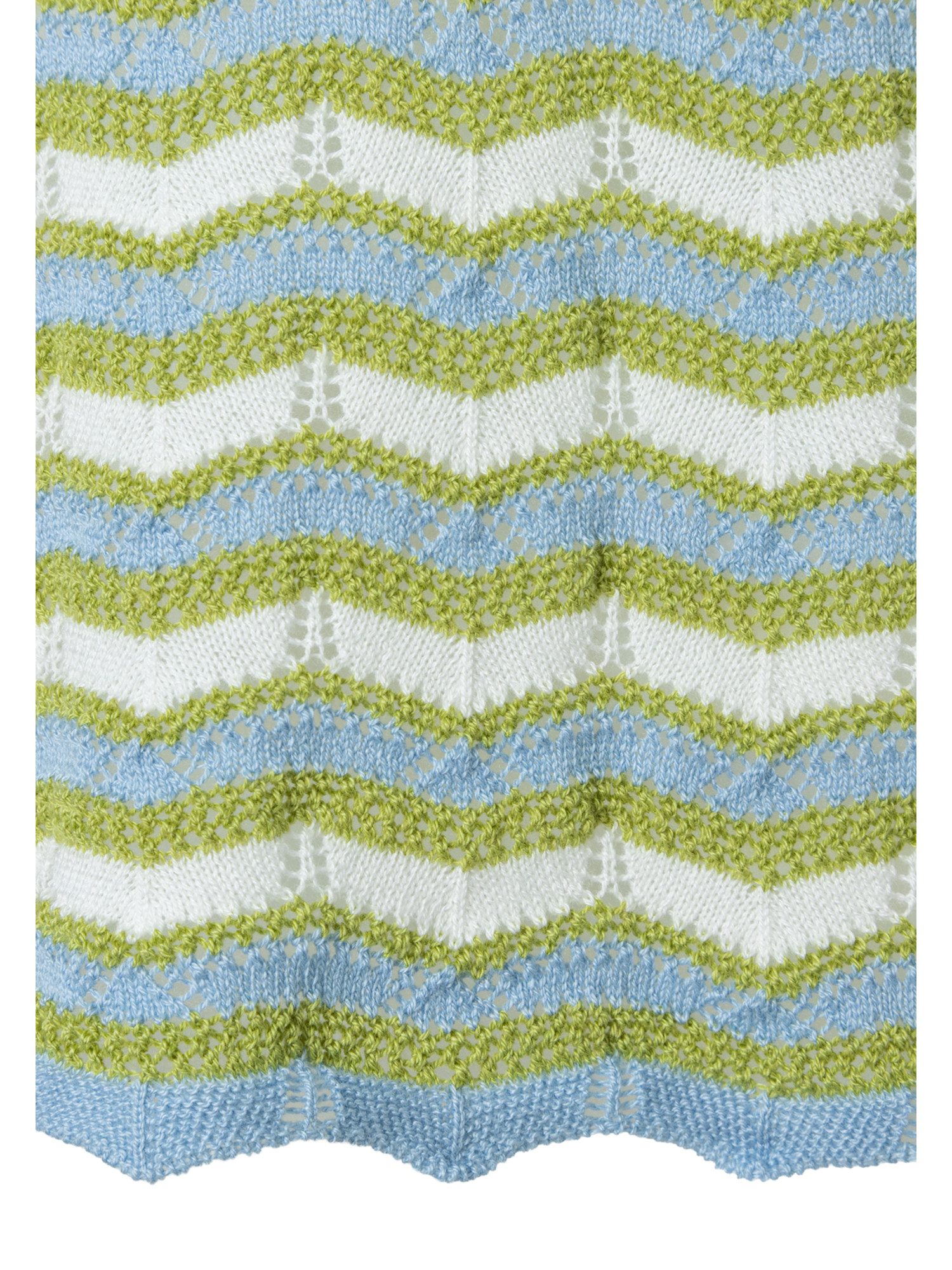 MORE&MORE Rundhalspullover kurzer, gestreifter Ajour-Pullover