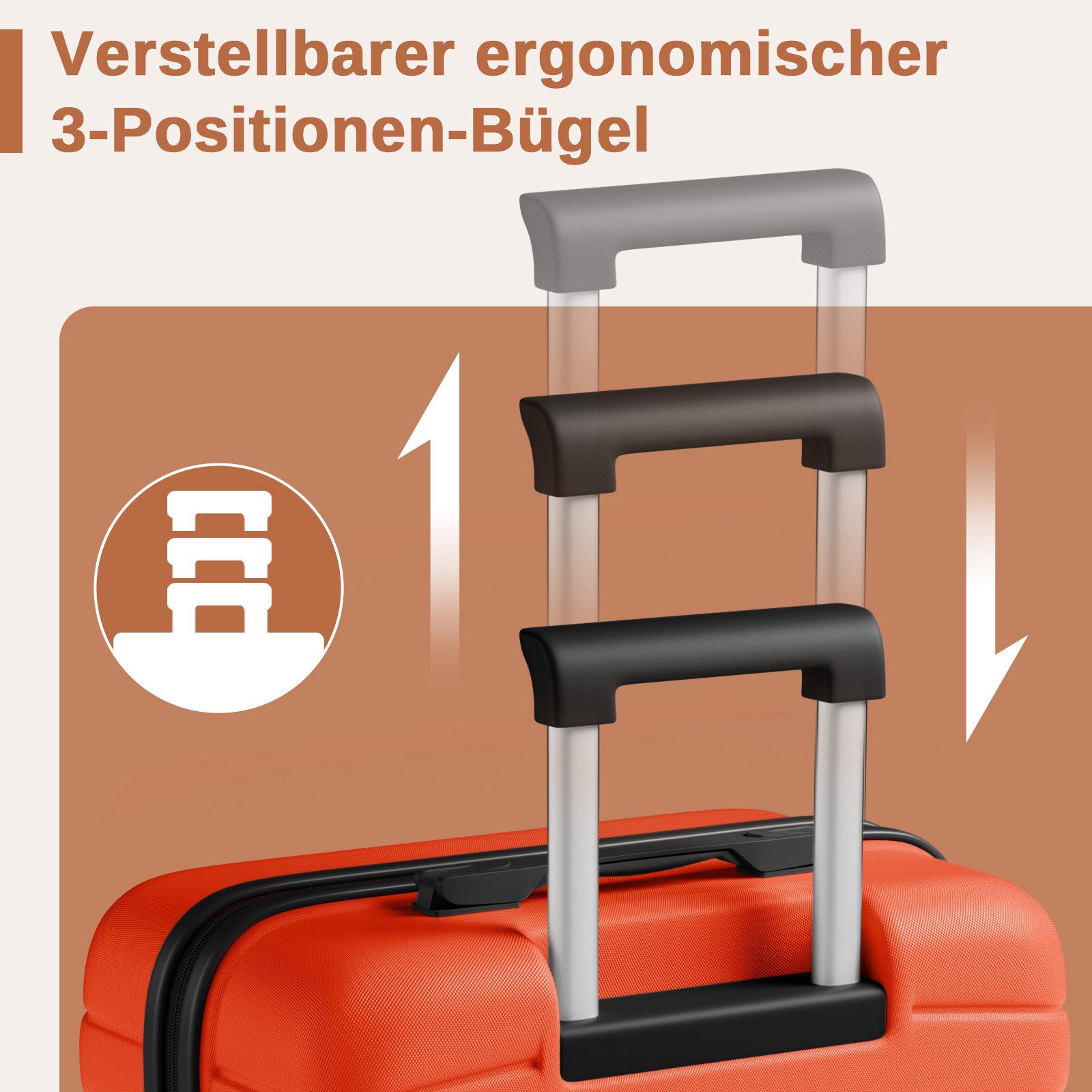 KONO Handgepäckkoffer Koffer Trolley ABS+PC Hartschalenkoffer