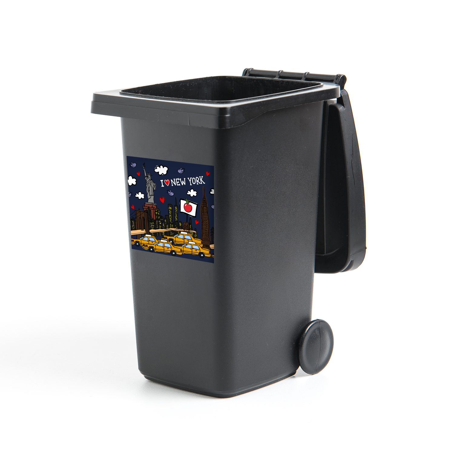 Abfalbehälter (1 Zeichnung St), Mülltonne, Gelb Mülleimer-aufkleber, - New Sticker, - MuchoWow Wandsticker Container, York