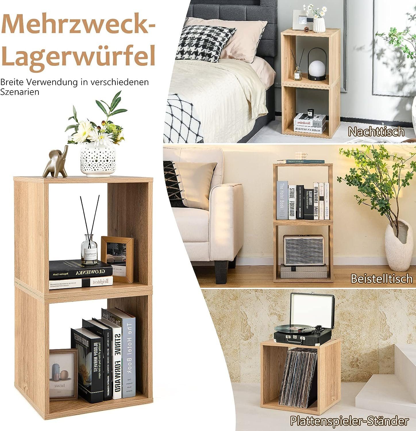 KOMFOTTEU Regalwürfel Aufbewahrungsregal, 2er Set, stapelbare Bücherregal günstig online kaufen