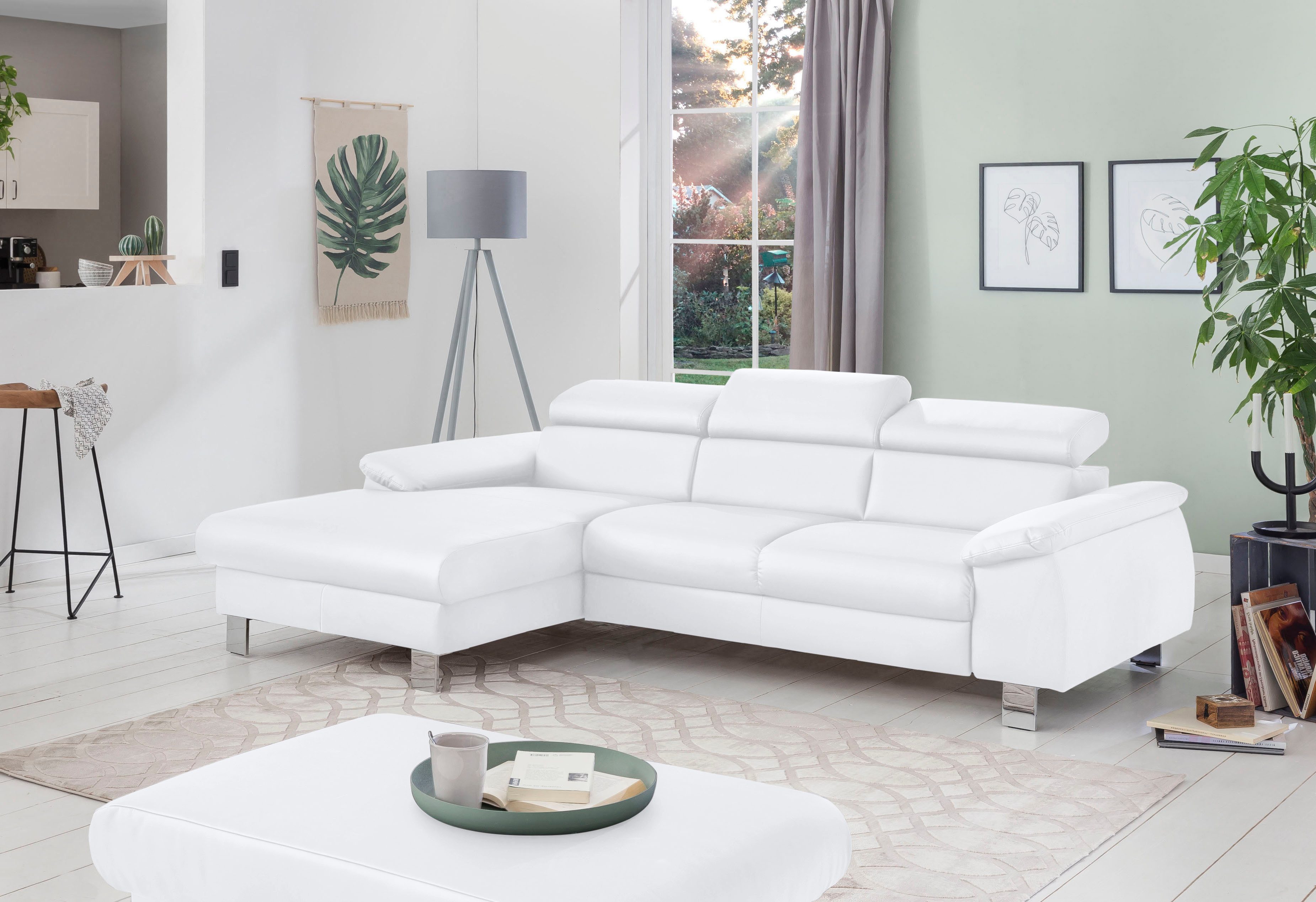 COTTA Ecksofa Komaris L-Form, B: 244 cm, mit Kopfteilverstellung, optional Bettfunktion, Bettkasten & Licht