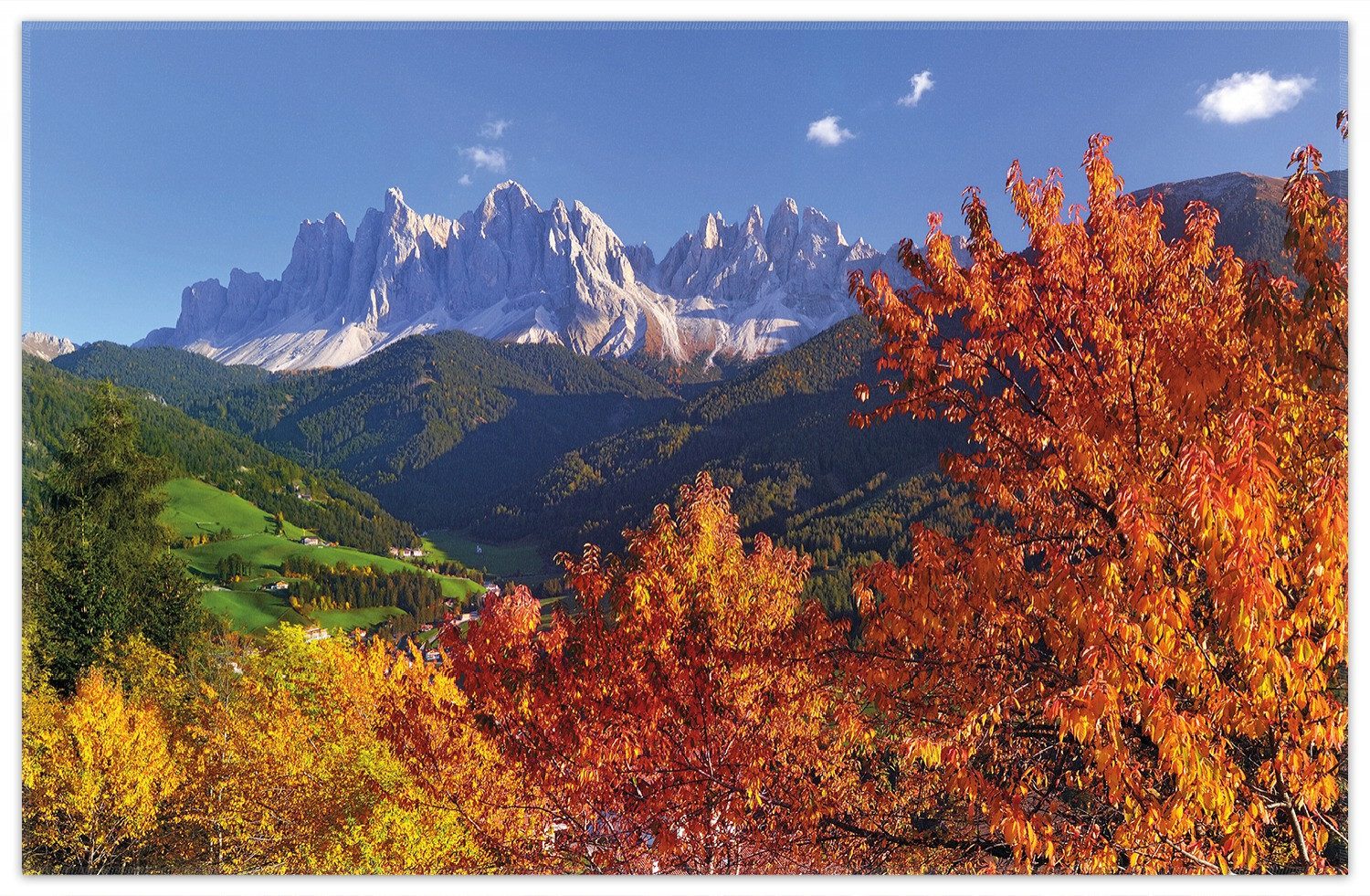 Wallario Teppich Herbst im Gebirgstal unter blauem Himmel, rechteckig, rutschfest