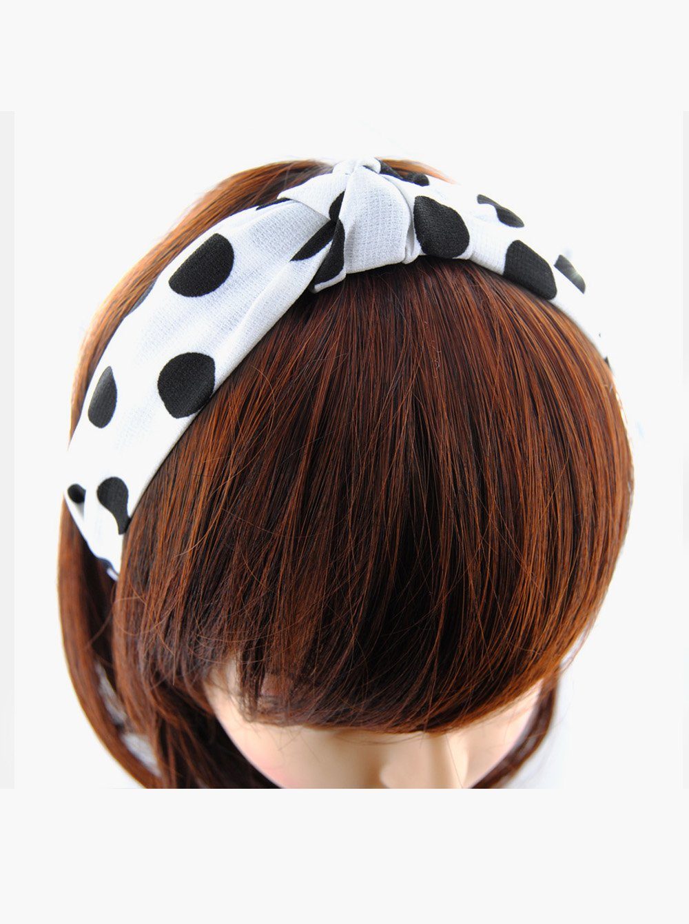 axy Haarreif Haarreif mit Knoten und Punkte Muster, Klassische und Vintage Damen Haareifen mit Punkte Muster Haarband Weiß | Haarspangen