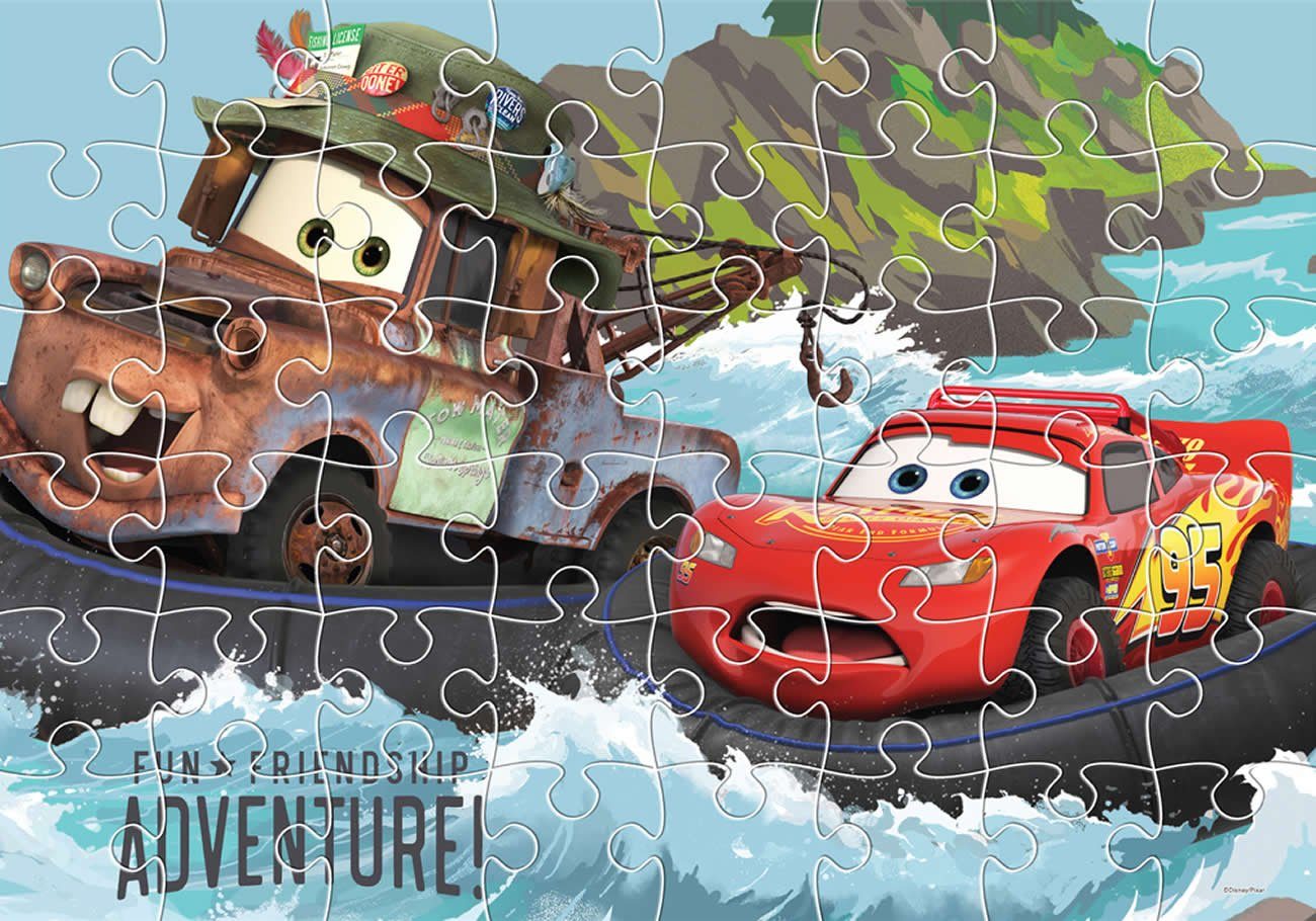 50x35, 2in1 Diakakis XL-Puzzleteile 48-tlg. Puzzleteile Steckpuzzle Malpuzzle Cars