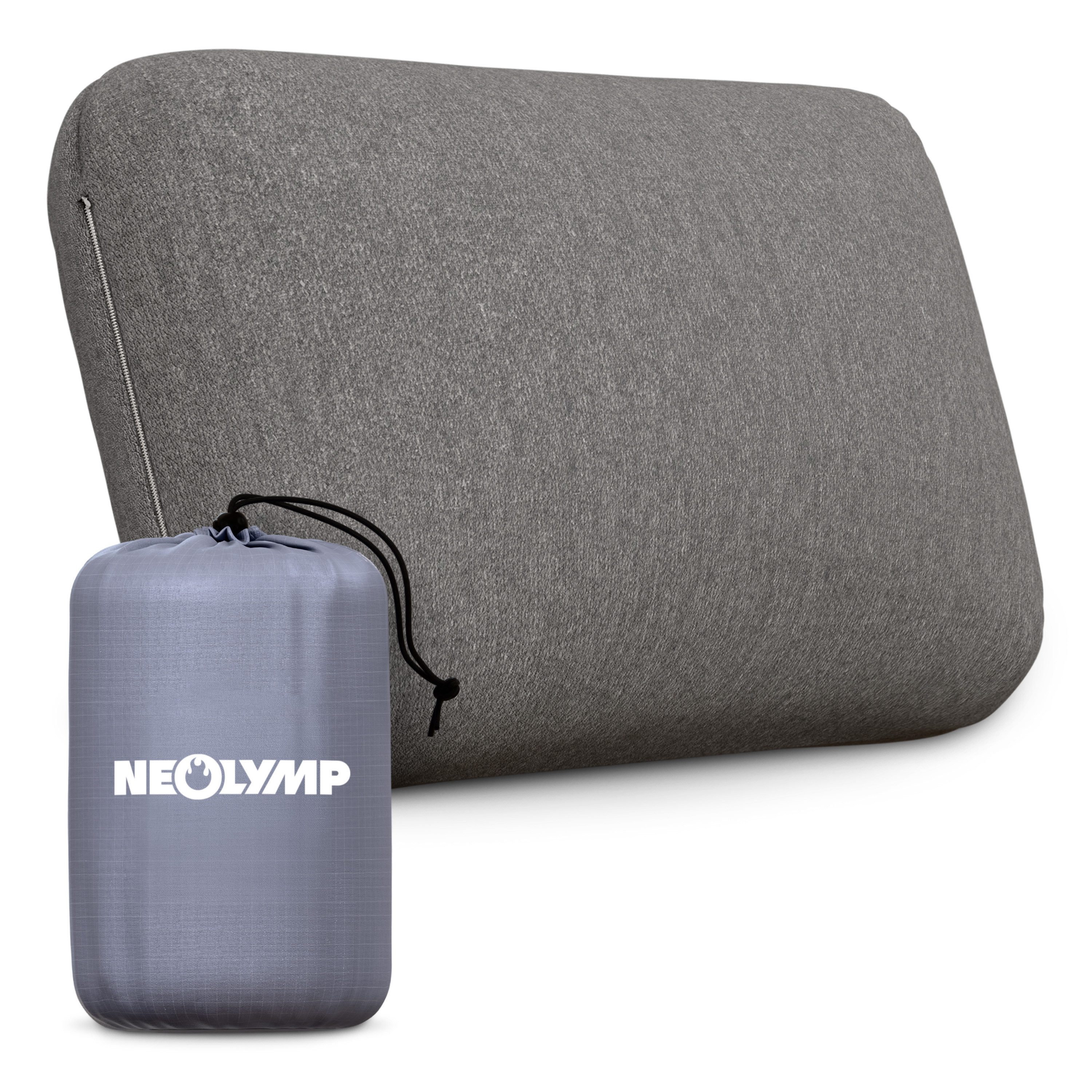NEOLYMP Reisekissen Reisekissen Memory Foam 50x30x10 cm - kompaktes ergonomisches Kissen, Flugzeug Kissen fürs Reiseformat - Reise Essentials, Camping Kissen atmungsaktiv & waschbar mit Tragetasche