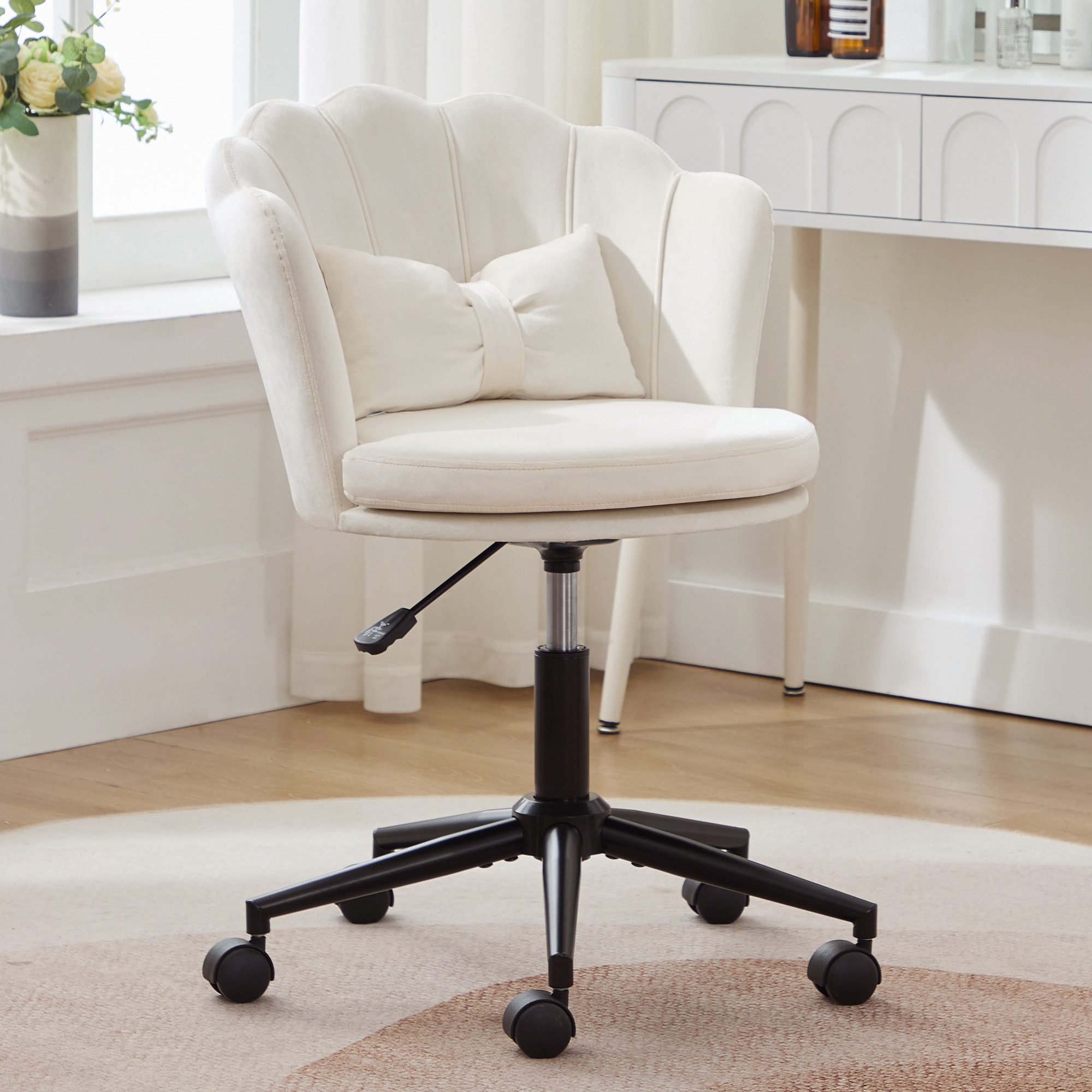 Flieks Drehstuhl mit Rollen Bürostuhl höhenverstellbar (mit schmetterlingsf günstig online kaufen