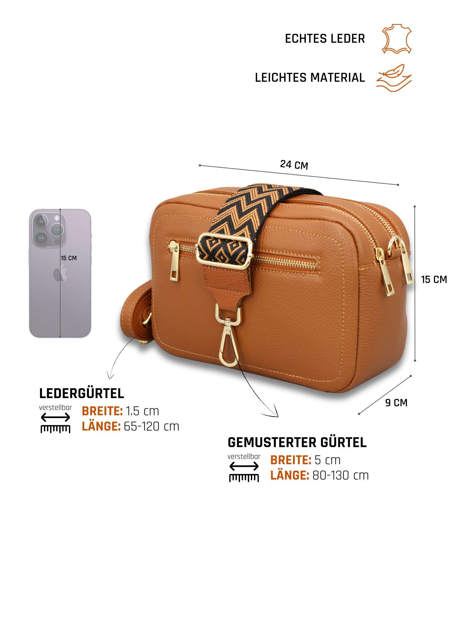 Adel Bags Schultertasche GALA aus echtem Leder, Umhängetasche für Damen mit günstig online kaufen