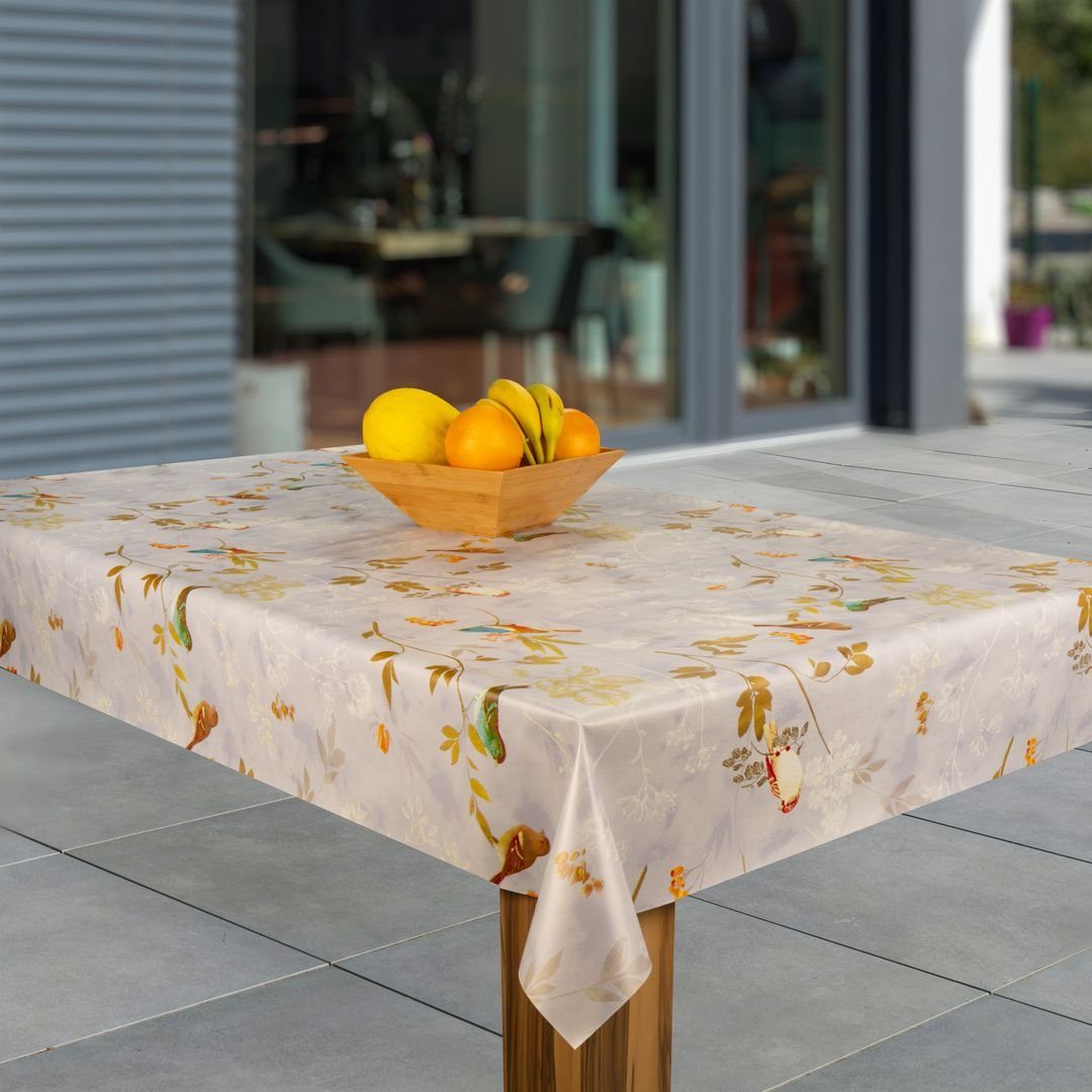 Leinenoptik Tischdecke 200x137 Cm - Wasserdicht, Abwischbar, Grau Für Esszimmer, Garten & Balkon