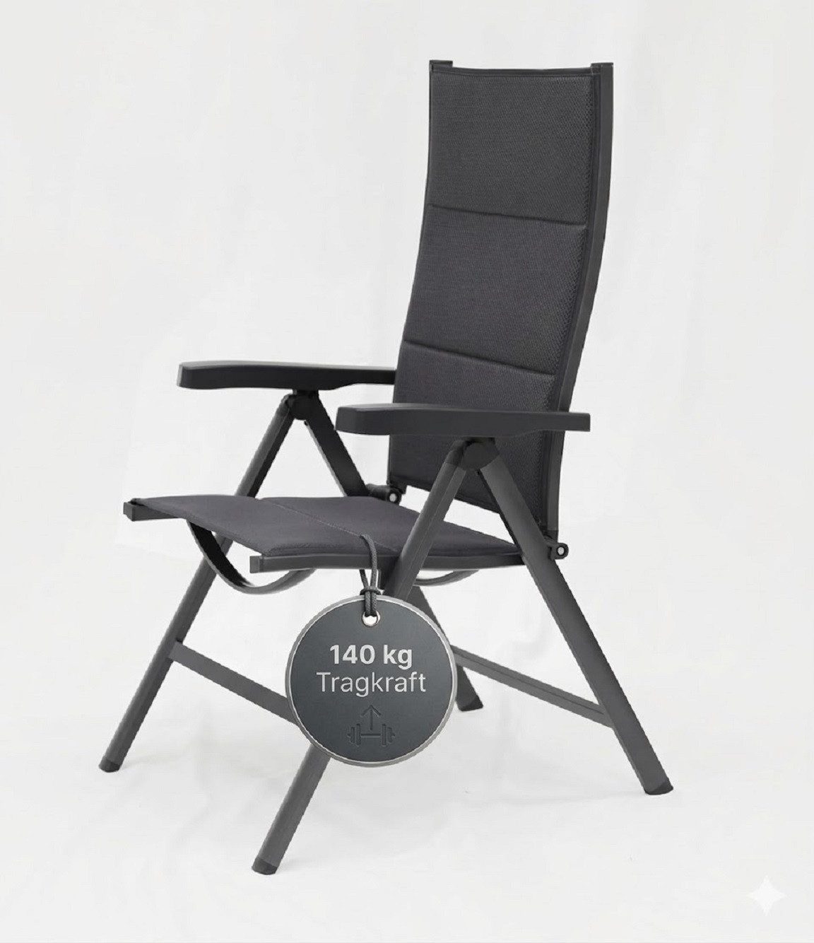 Bel-Sol Gartenstuhl Victoria Klappstuhl Klappsessel Aluminium Gartensessel klappbar Garten (Victoria Klappsessel), 140 kg Tragkraft / klappbar / wetterfest / von Innen gepolstert