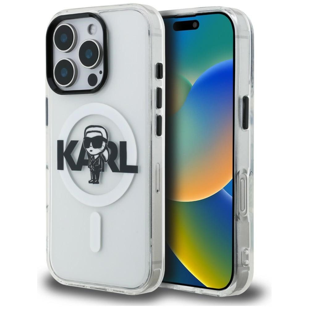 KARL LAGERFELD Handyhülle Schutzhülle Magnethülle Handyschale 6,3 Zoll, MagSafe, Kameraschutz, TPU/PC, Karl-Motiv
