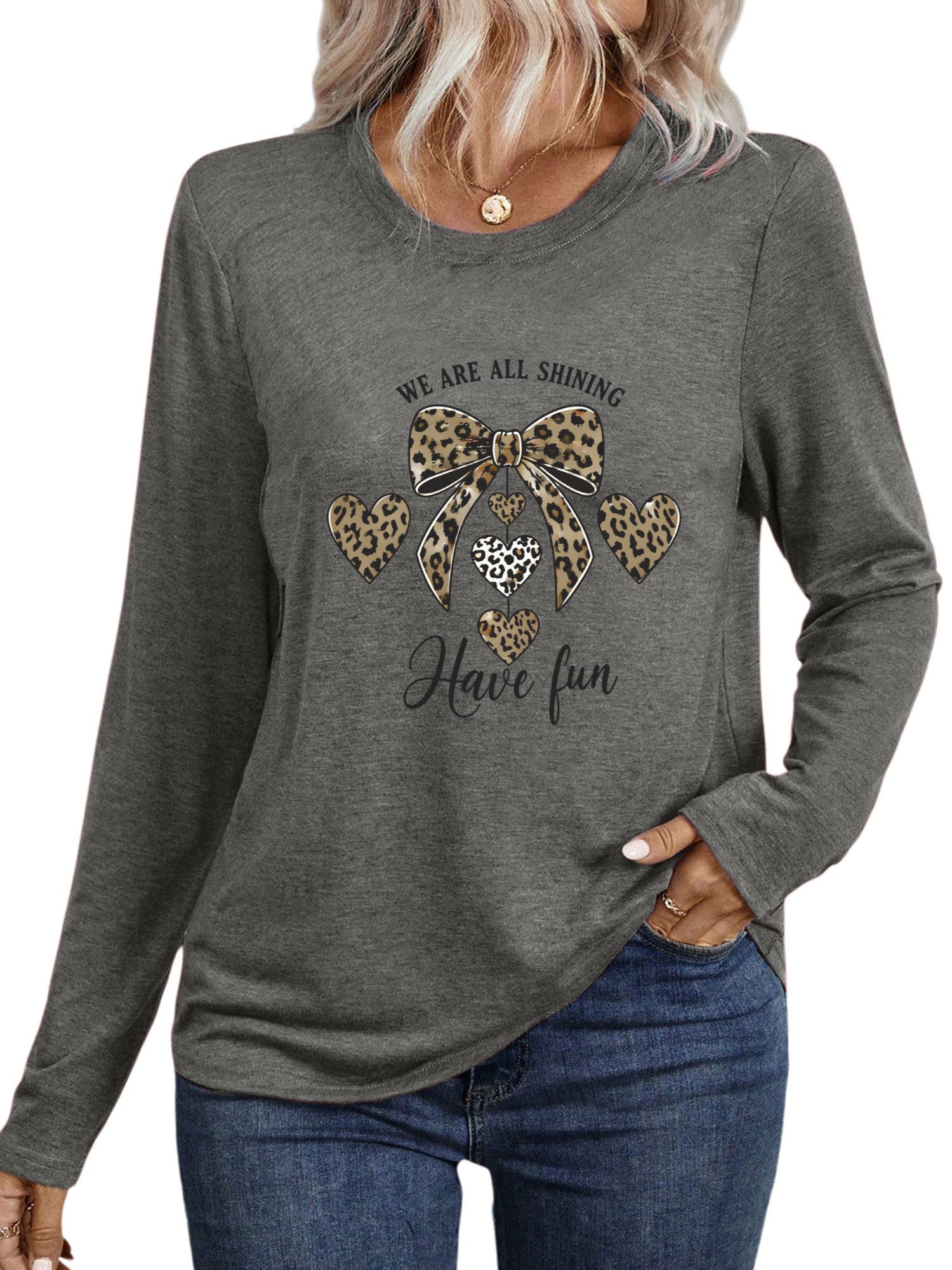 PYLIKE Langarmshirt Bequemes Shirt Damen Langarm Herbst Basic-Shirt mit ausgefallene Print Geeignet für den täglichen Gebrauch im Büro und zu Hause – Bild 2 von 5
