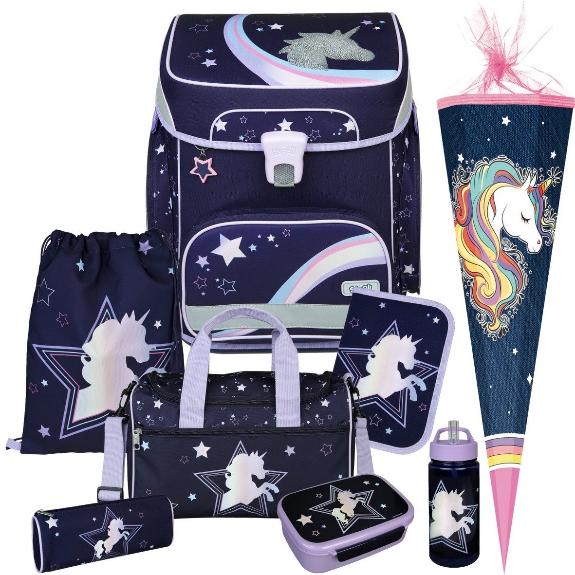 Scooli Schulranzen 1.Klasse Mädchen EasyFit in unterschiedlichen Sets (9-tlg)