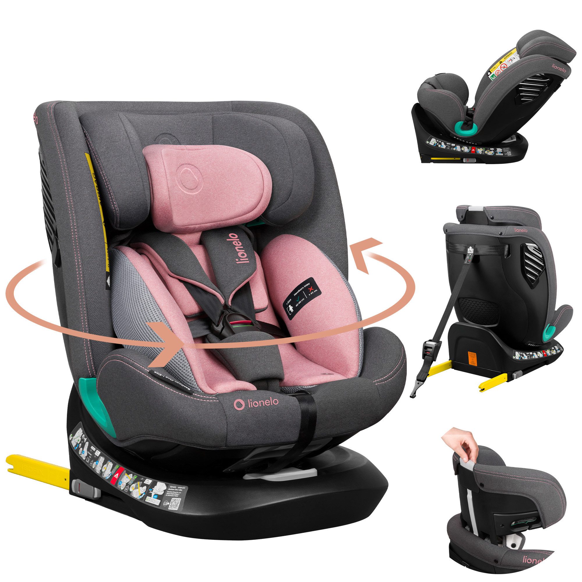 lionelo Autokindersitz BASTIAAN ONE i-SIZE, ab: ab Geburt, bis: 12 Jahren, ab: 40,00 cm, bis: 150,00 cm, (Set), 4 in 1/i-Size/Dri-Seat/360 Grad/0-36kg