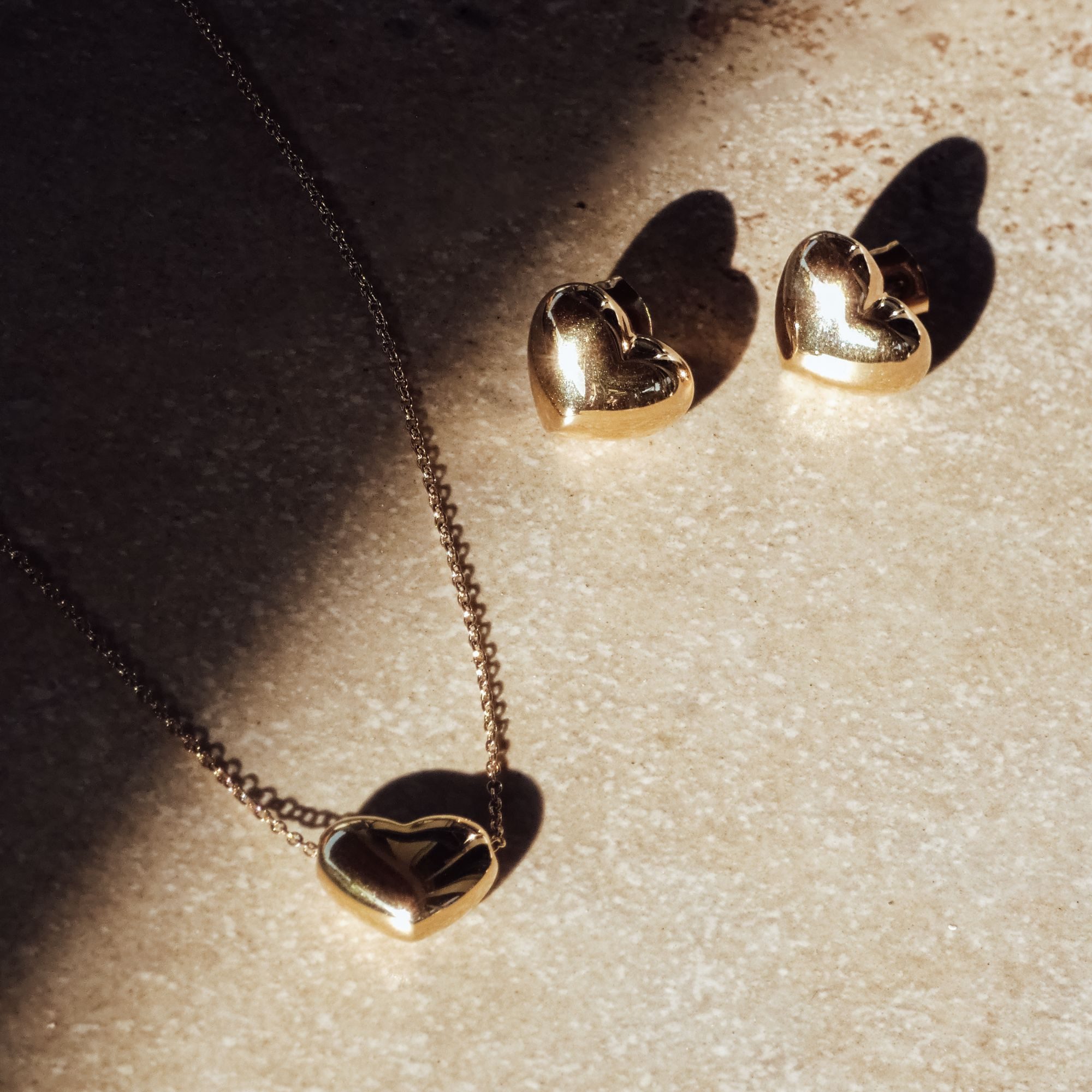 Echtzeit Kette mit Anhänger Schmuck Geschenk Edelstahl Halskette Puffy Heart Herz