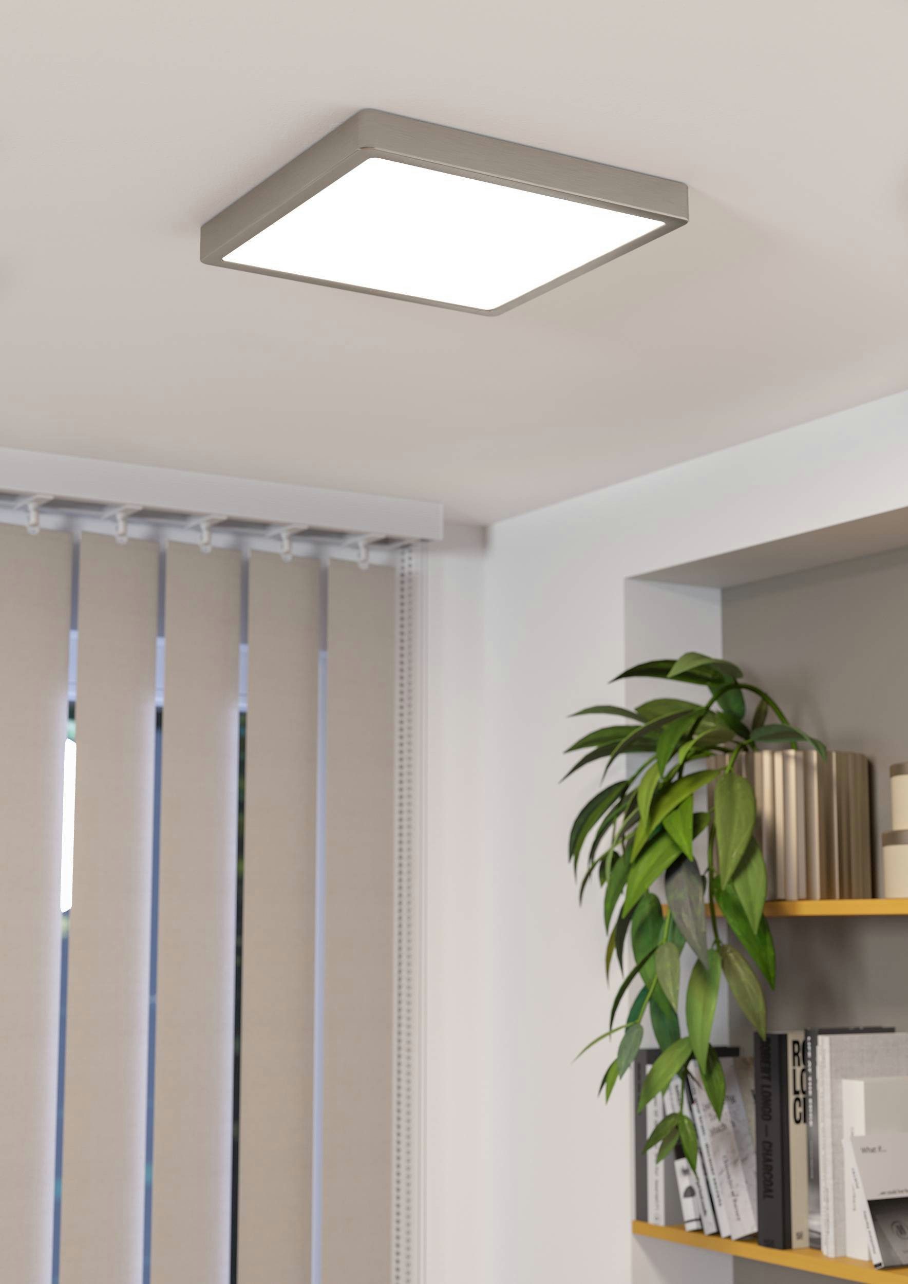 EGLO Aufbauleuchte Fueva 5 Deckenleuchte, Flurlampe, Wohnzimmerlampe, Nickel-Matt, Lampe, LED fest integriert, Warmweiß, L x B 28,5 cm, Aufbauleuchte, Deckenlampe, LED Aufbaulampe, Lampe