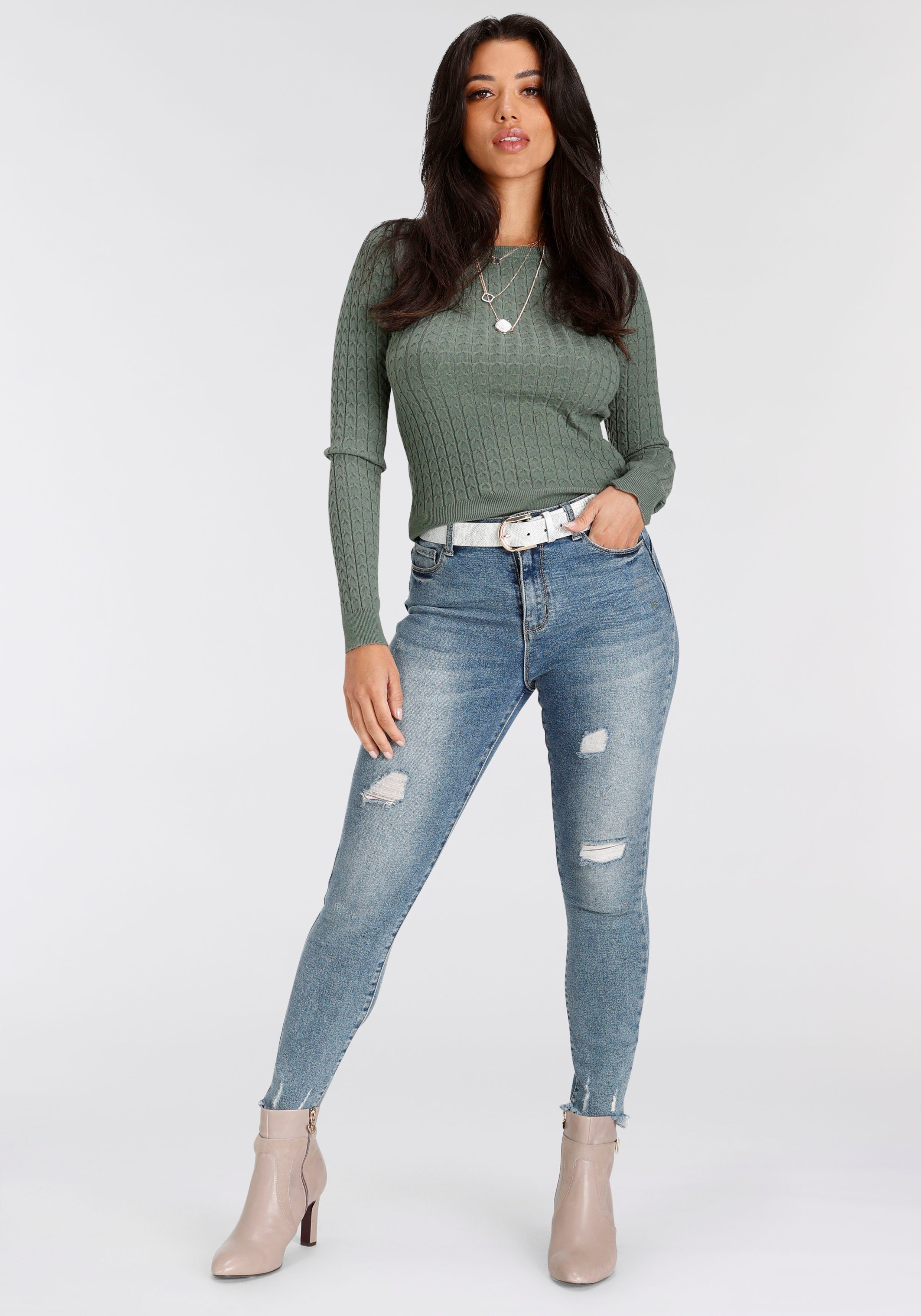 Melrose Strickpullover mit Zopfmuster