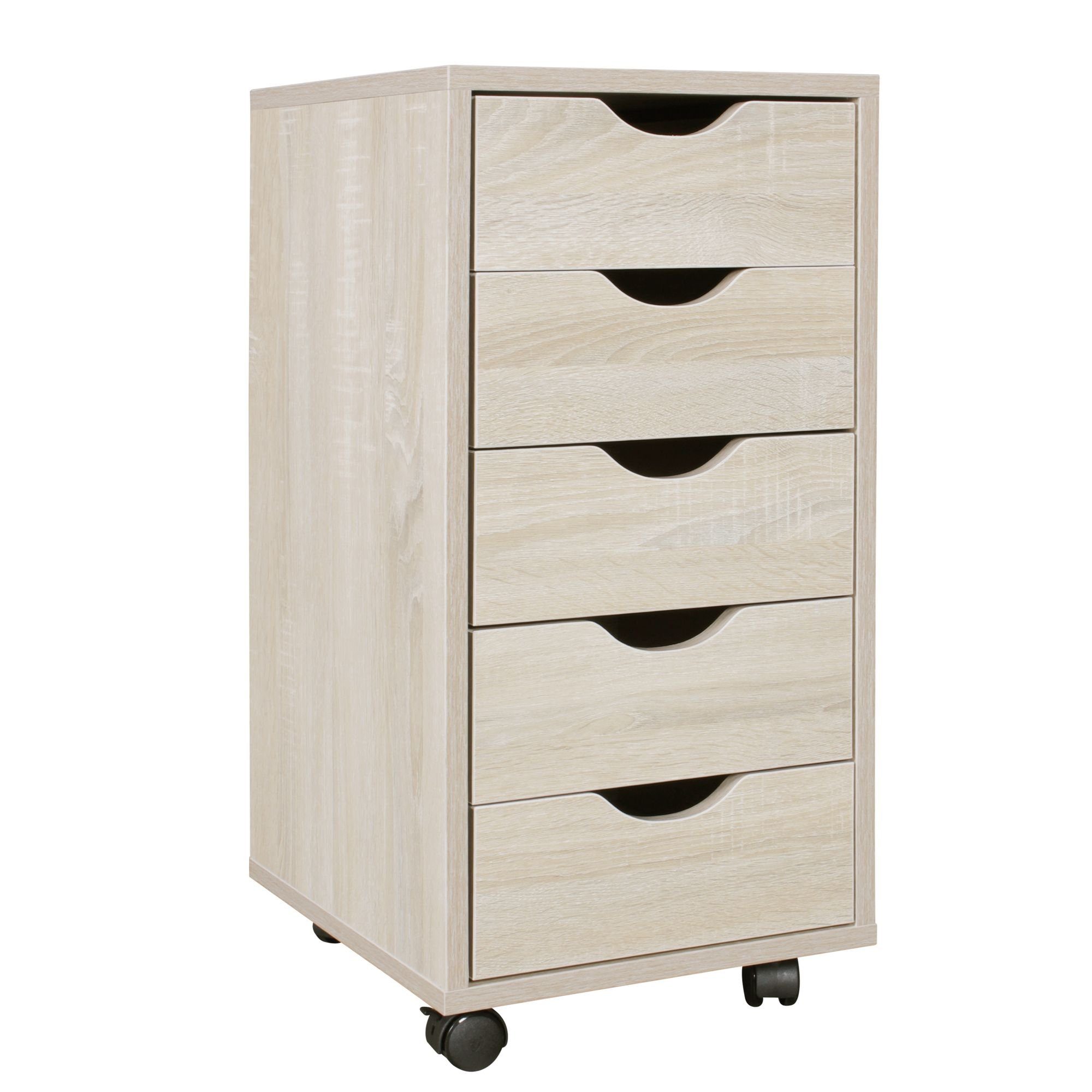 Rollcontainer Rollcontainer 33 x 64 x 38 cm MDF-Holz 5 Schubladen sonoma, Moderner