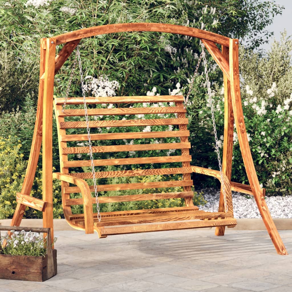 vidaXL Hollywoodschaukel Hollywoodschaukel Massivholz Fichte mit Teak-Finish