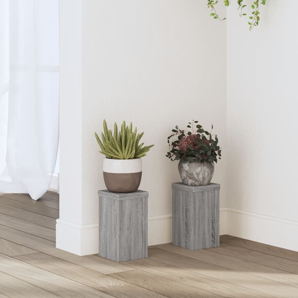 vidaXL Rankhilfe, Pflanzenständer 2 Stk. Grau Sonoma 10x10x18 cm Holzwerkstoff