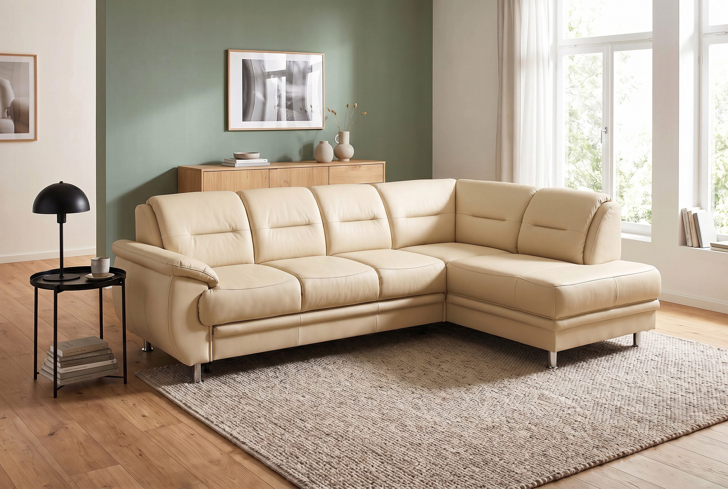 sit&more Ecksofa Mailand L-Form, B: 250 cm, Komfortsitzhöhe 46 cm, mit Schlaffunktion, Eckcouch in Kunstleder & Stoff
