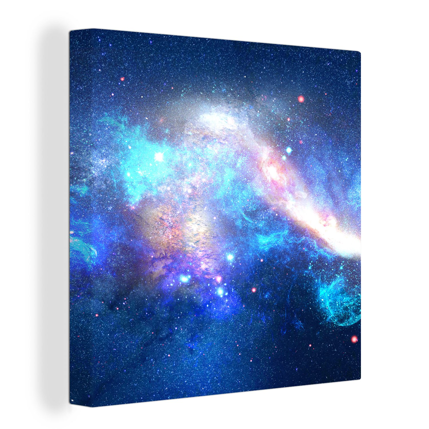 OneMillionCanvasses® Leinwandbild Blau - Sterne - Weltraum, (1 St), Leinwand Bilder für Wohnzimmer Schlafzimmer | Leinwandbilder