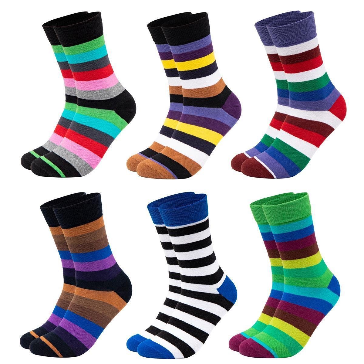 OCCULTO Basicsocken Herren Bunte Socken 6er Pack (Modell: Sigi) (6-Paar) Strips