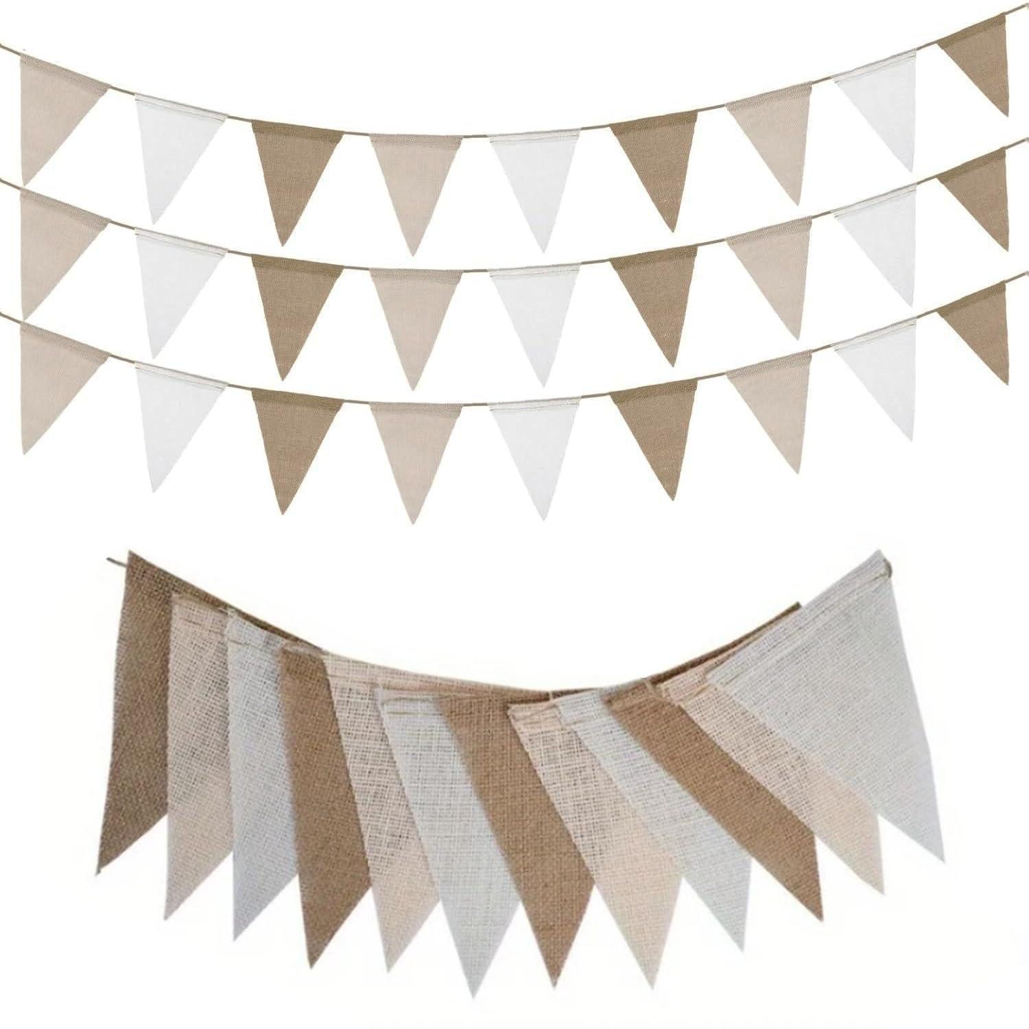 LuxusKollektion Wimpelkette 3x 4M Jute Wimpelkette Braun Wetterfest