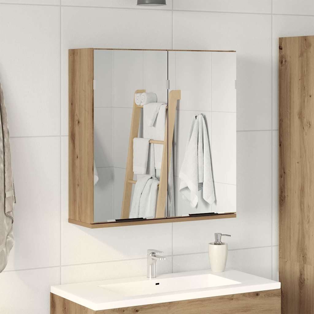 vidaXL Badezimmerspiegelschrank Bad-Spiegelschrank Artisan-Eiche 64x20x66,5 cm Holzwerkstoff (1-St)