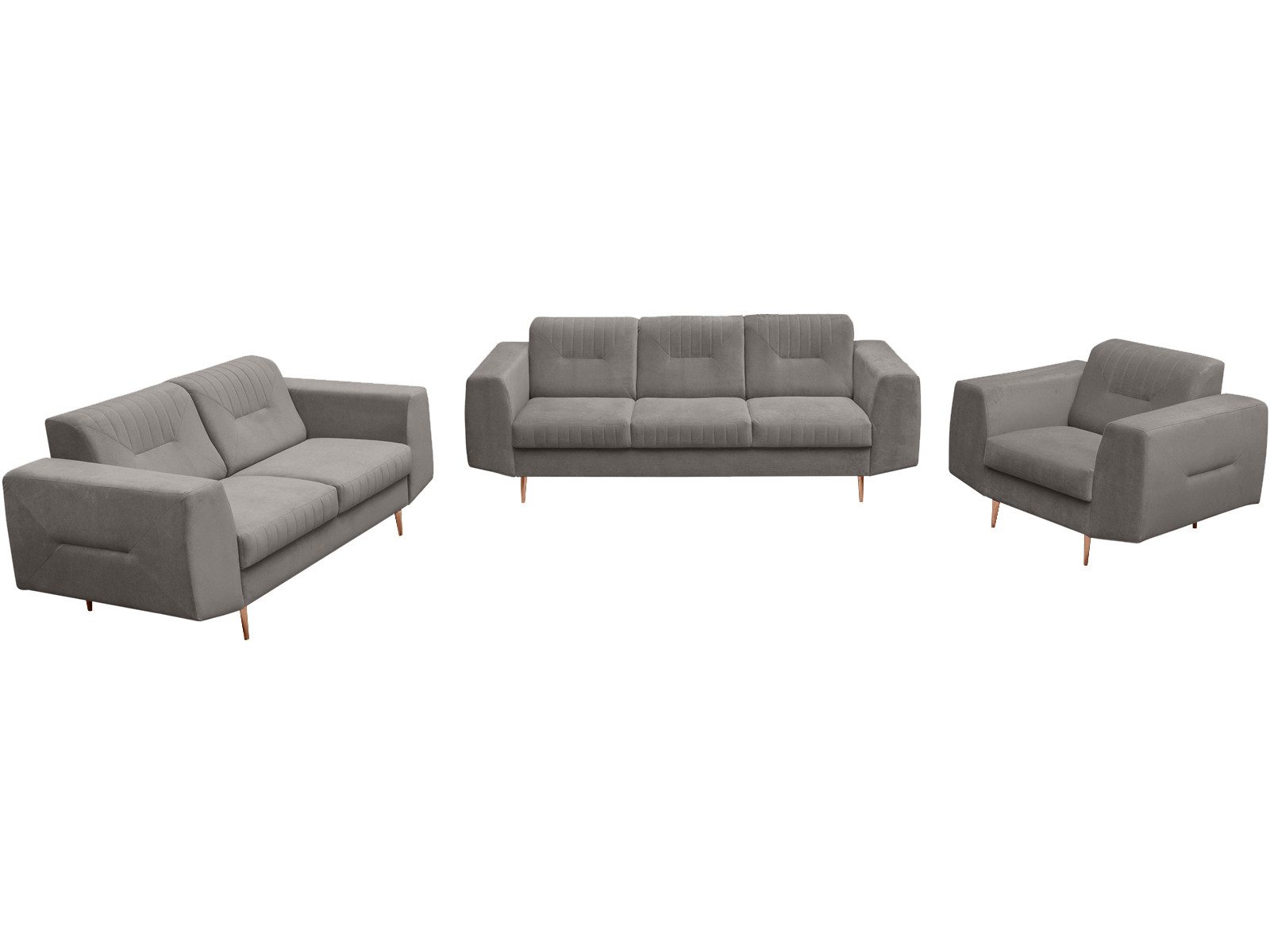 Beautysofa Polstergarnitur im modernen Stil auf hohen Metallbeinen VENEZIA, (Sessel + 2-Sitzer Sofa + 3-Sitzer Sofa im modernes Design), mit Metallbeine, Couchg – Bild 2 von 5