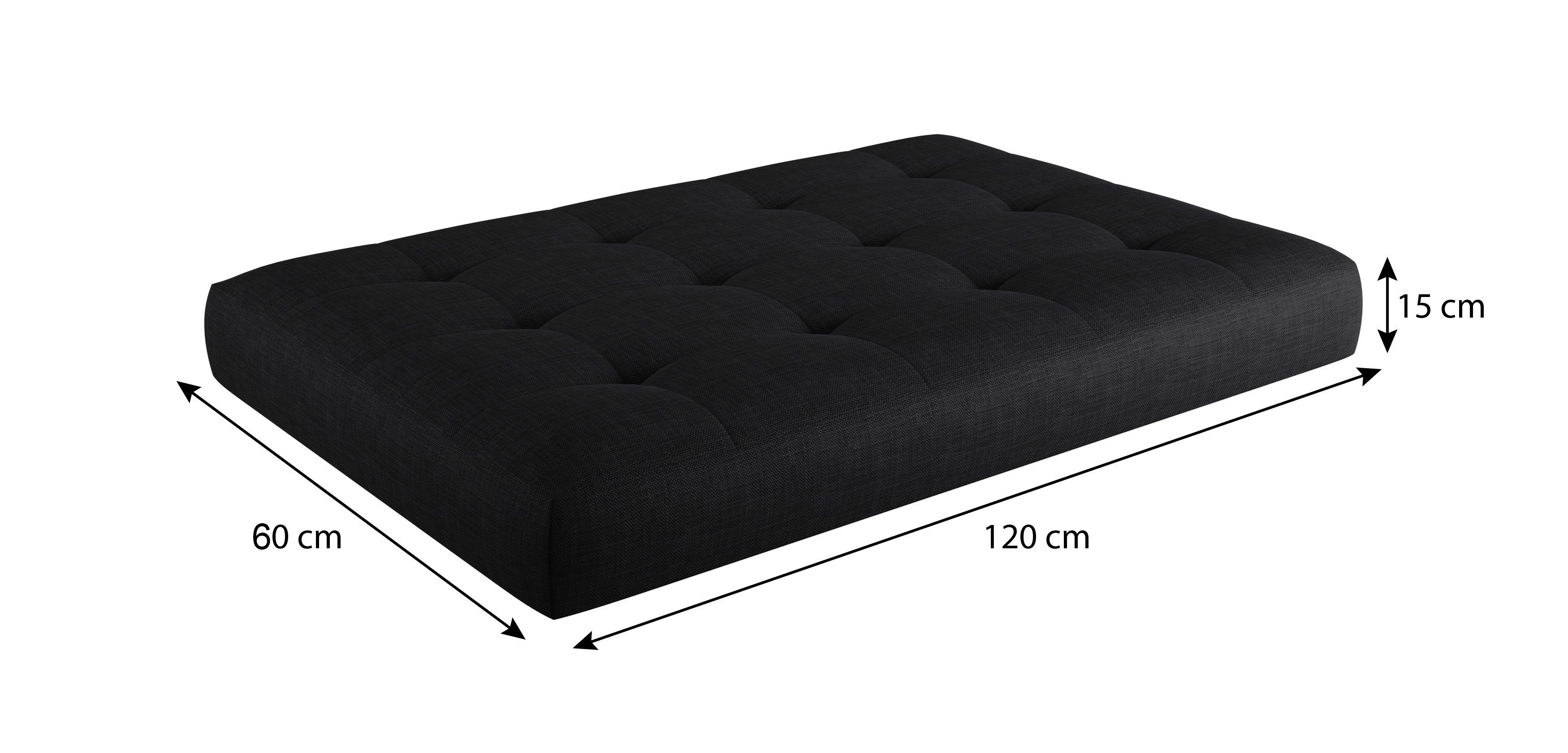 sunnypillow Sitzkissen Palettenkissen gesteppt Sitzkissen 120x60x15cm, Schwarz