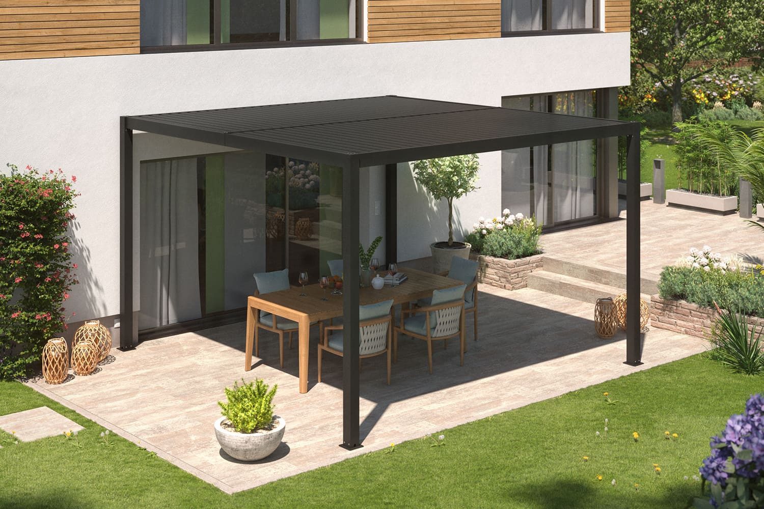 empasa Pergola "ZEUS", BxTxH: 300x300x230 cm, freistehende Terrassenüberdachung Carport Aluminium anthrazit