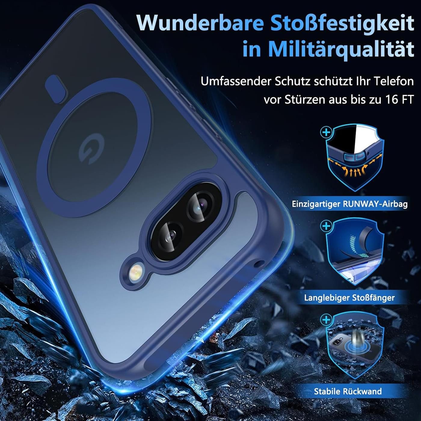 CoolGadget Handyhülle Magnet-Hülle für Pixel 9a Schutzhülle magnetisch 6,3 Zoll, Hülle Matt Stoßfest kompatibel mit QI-Laden Zubehör Kameraschutz Case – Bild 4 von 5
