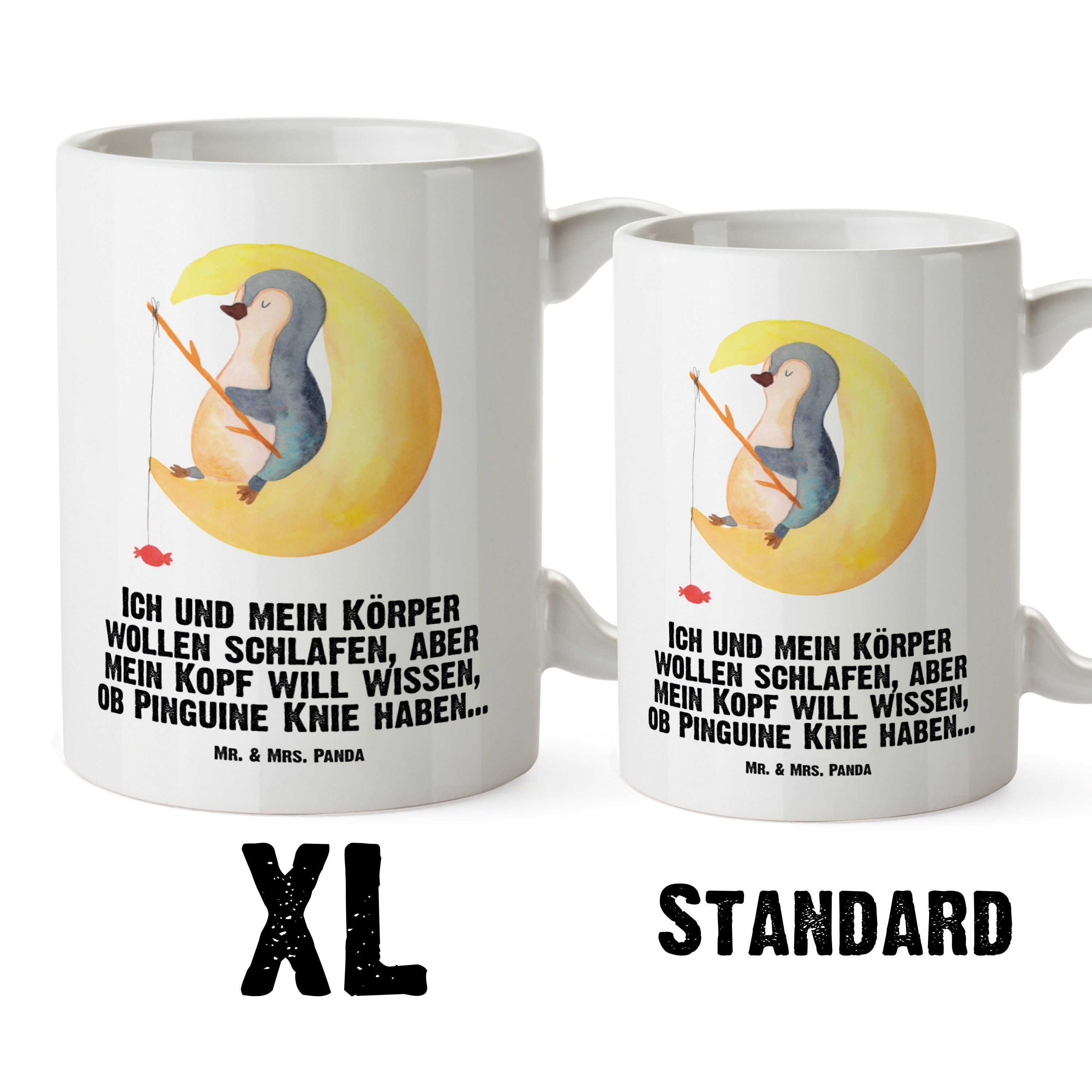 Teetasse, XL Geschenk, Becher, & schlafen, XL Keramik Pinguin Panda Weiß Mrs. Mond Tasse - XL - Mr. Pin, Tasse