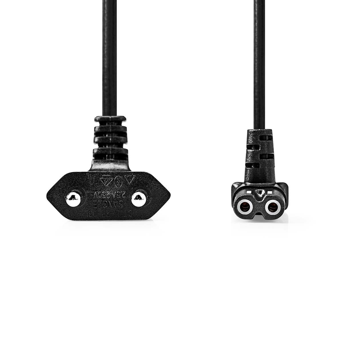 Nedis CEGL11075BK20 Stromkabel, Stromkabel, Stromkabel (200 cm), Euro Stecker, IEC-320-C7, 90° gewinkelt, platzsparende Stromversorgung