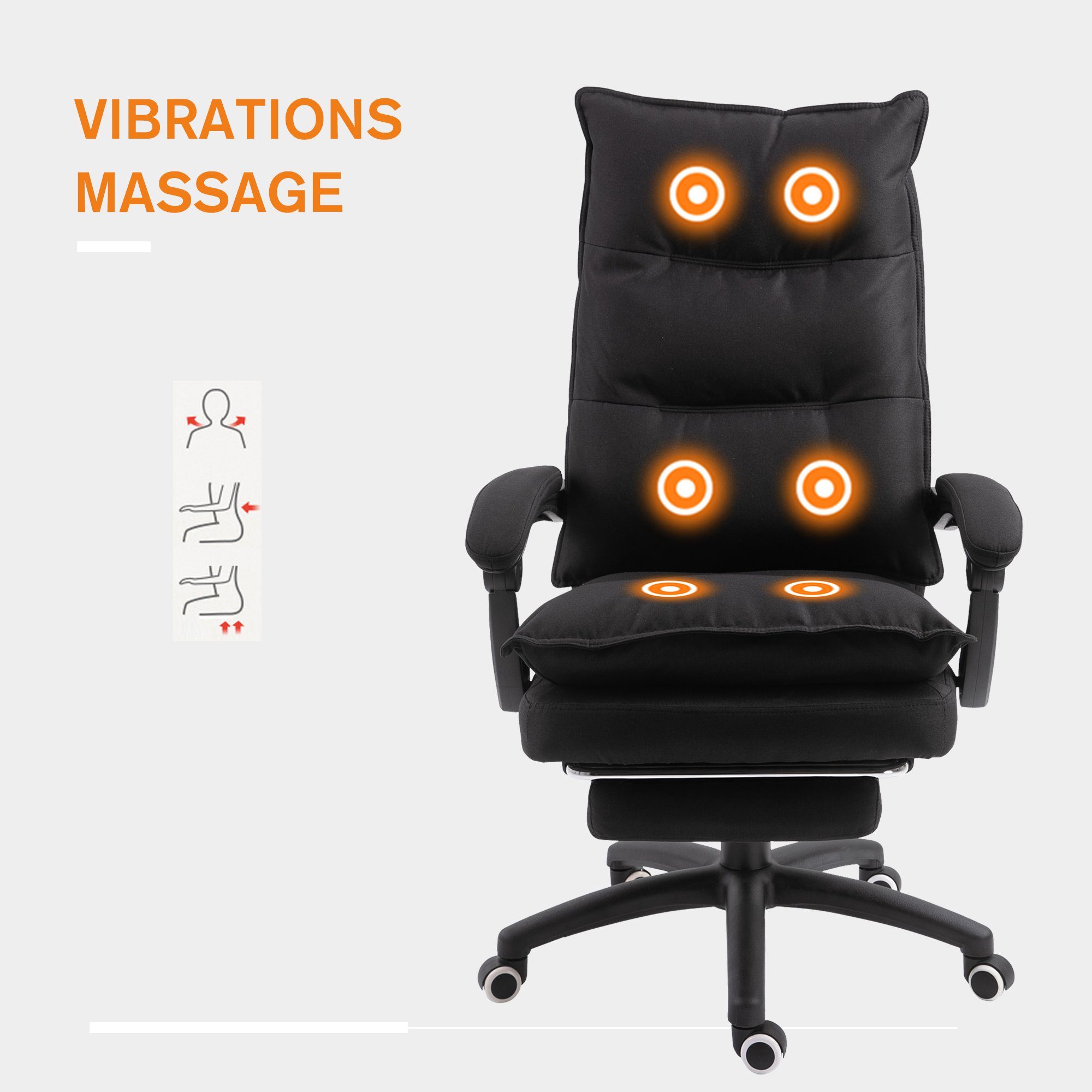 Vinsetto Schreibtischstuhl Massagestuhl Schwarz | schwarz