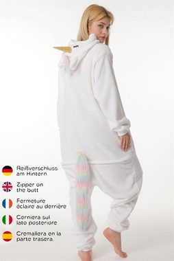 Corimori Partyanzug Erwachsenen Onesie Kostüm in den Größen 150-190cm, Jumpsuit, Pyjama, Fasching, Kigurumi, Tierkostüme, Einhorn "Mia"